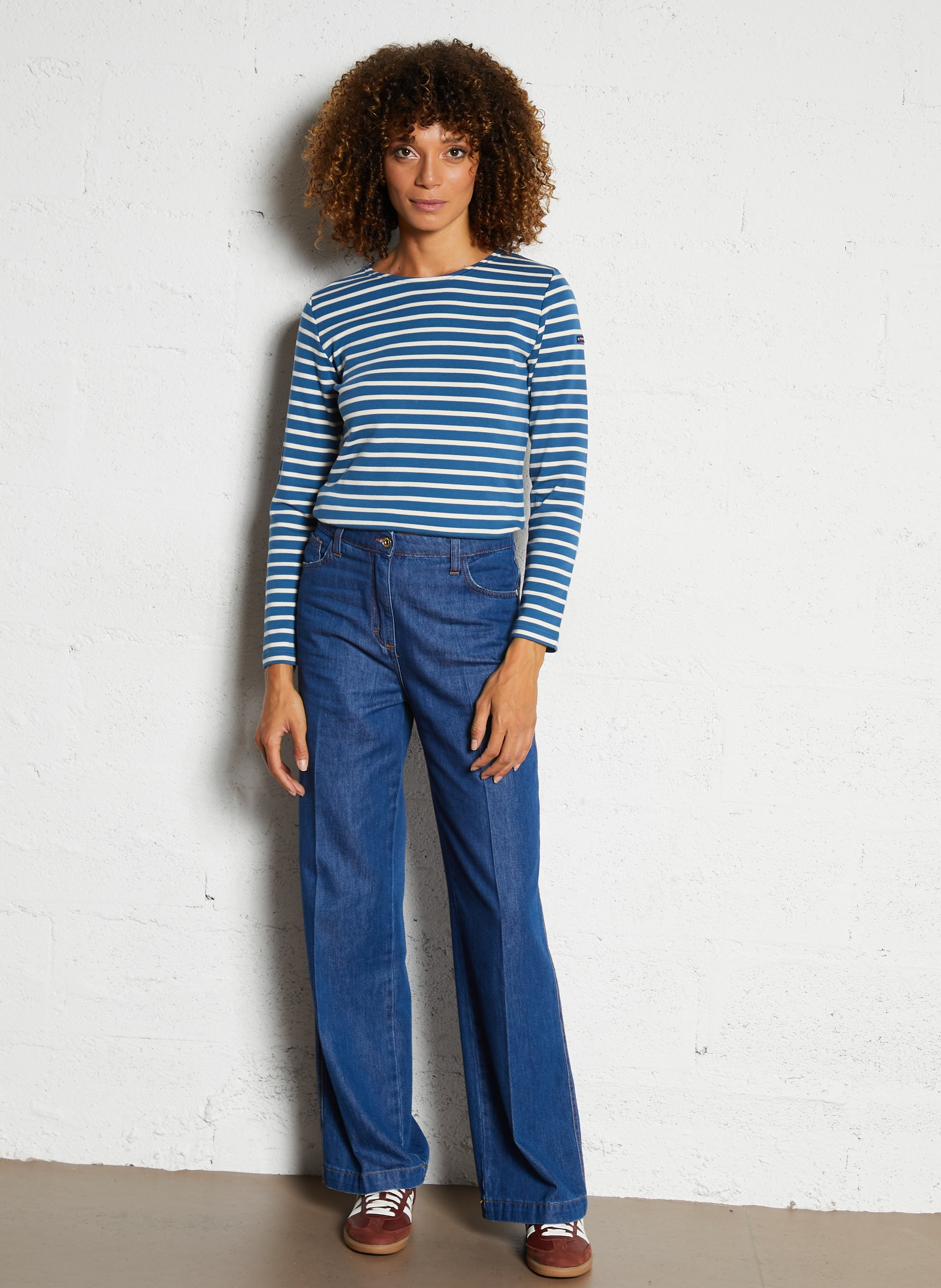 Marinière col rond en coton  ARMOR LUX Bleu