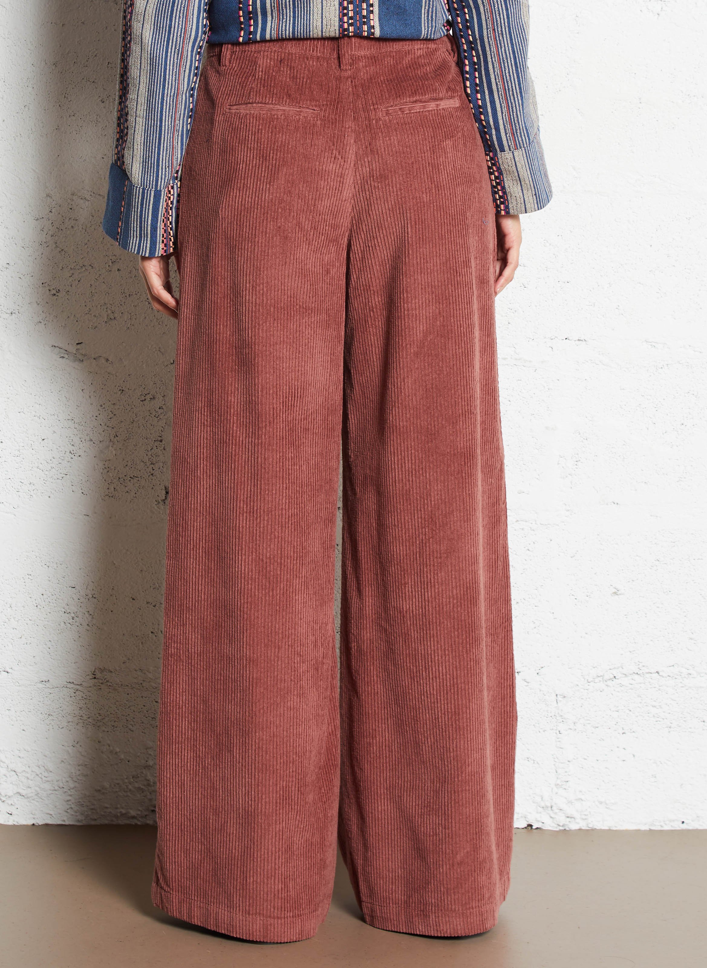 Wide-leg cotton-blend corduroy pants PETITE MENDIGOTE Pink