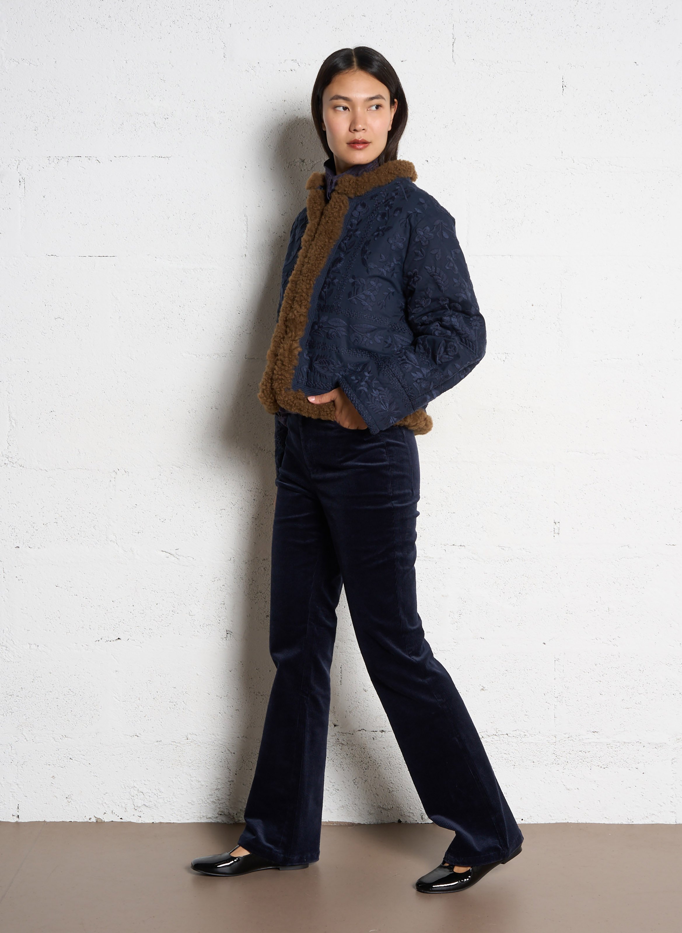 Printed cotton high-neck blouse ANTIK BATIK Blue