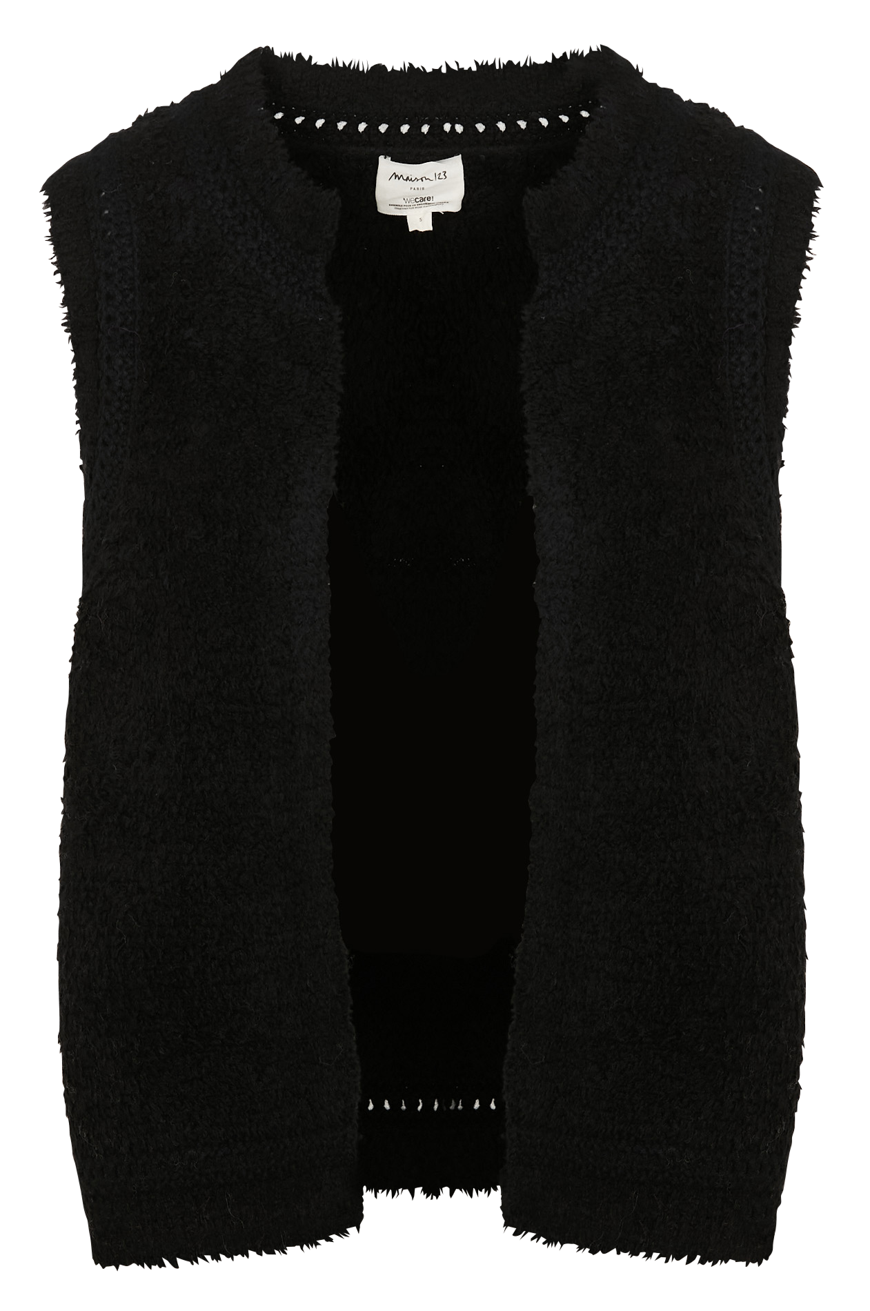 Pull droit col rond en laine mélangée MAISON 123 Noir