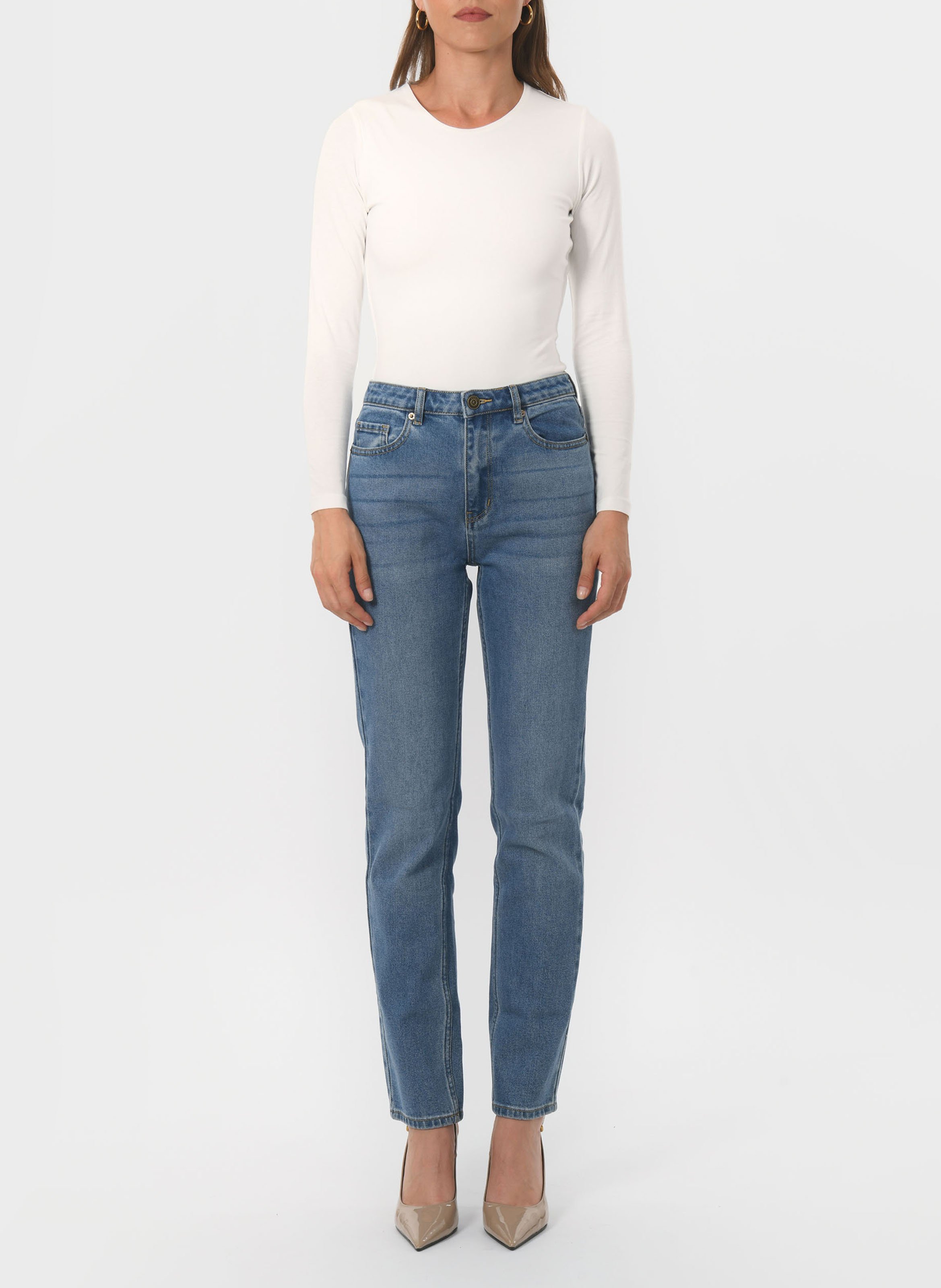 Cotton-blend straight jeans KOOKAI Blue