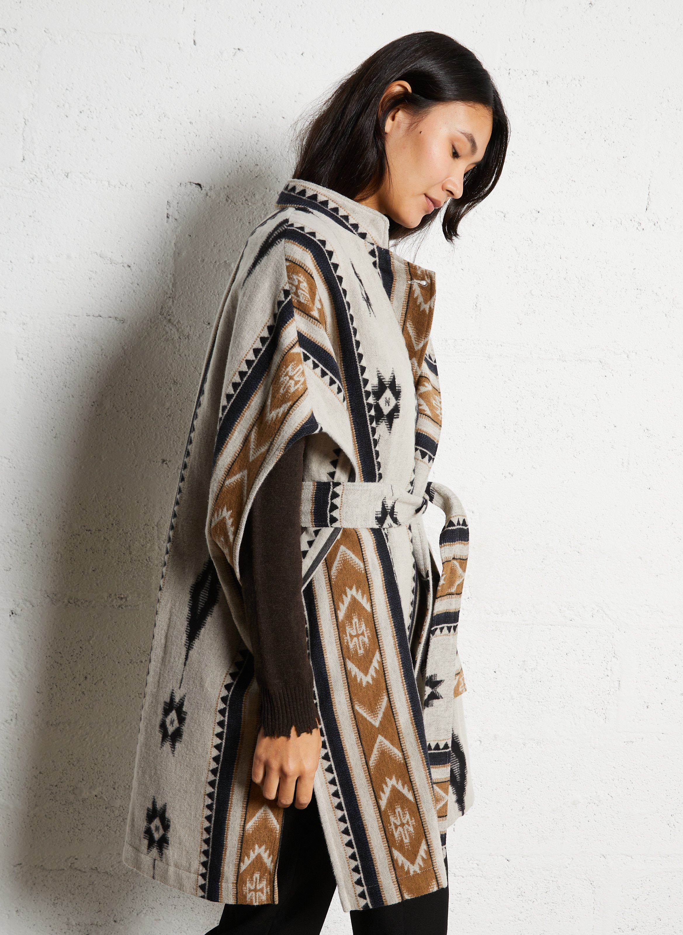 Aztec pattern poncho Blue