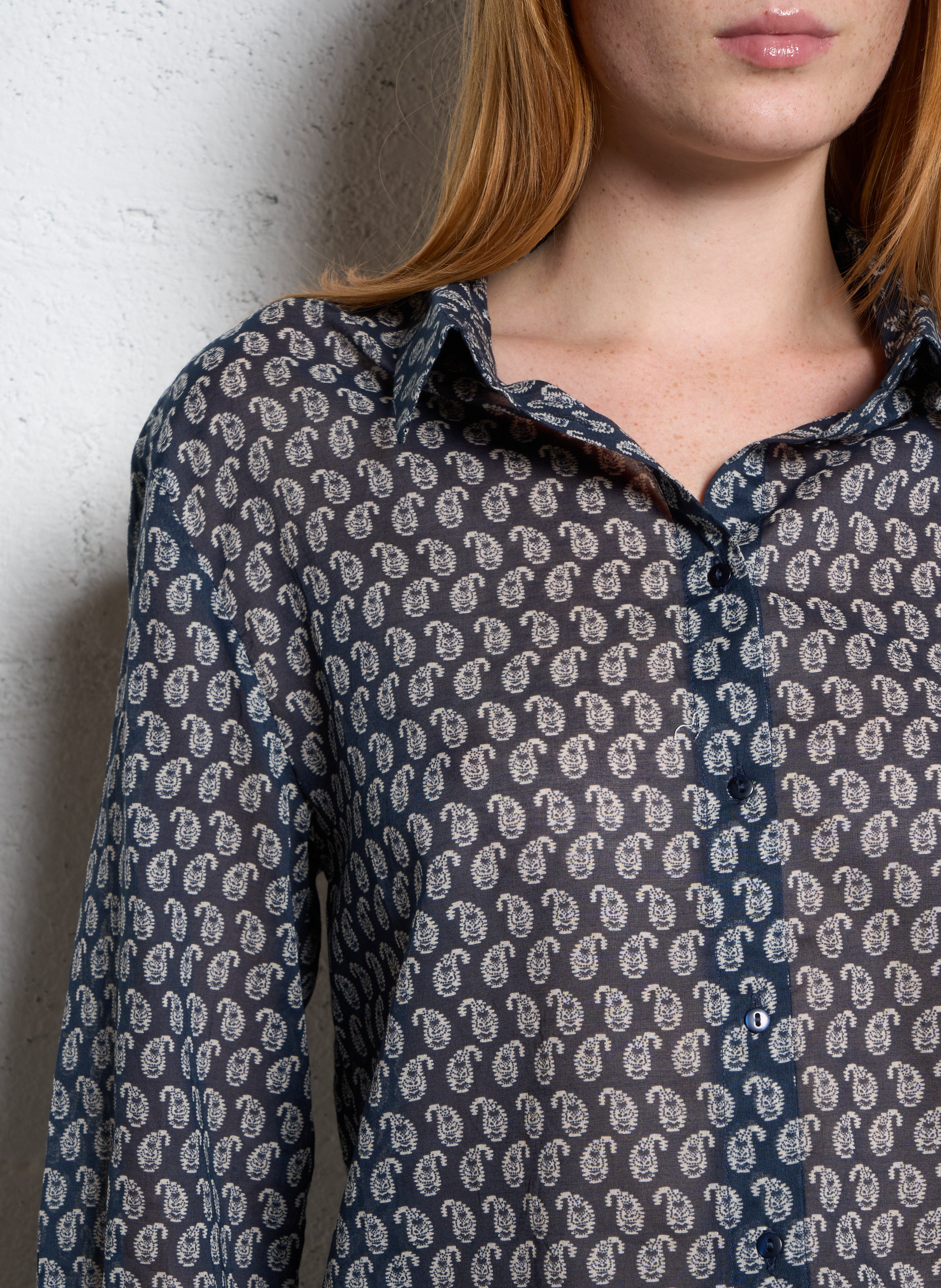 Chemise droite col classique en coton MAISON 123 Bleu