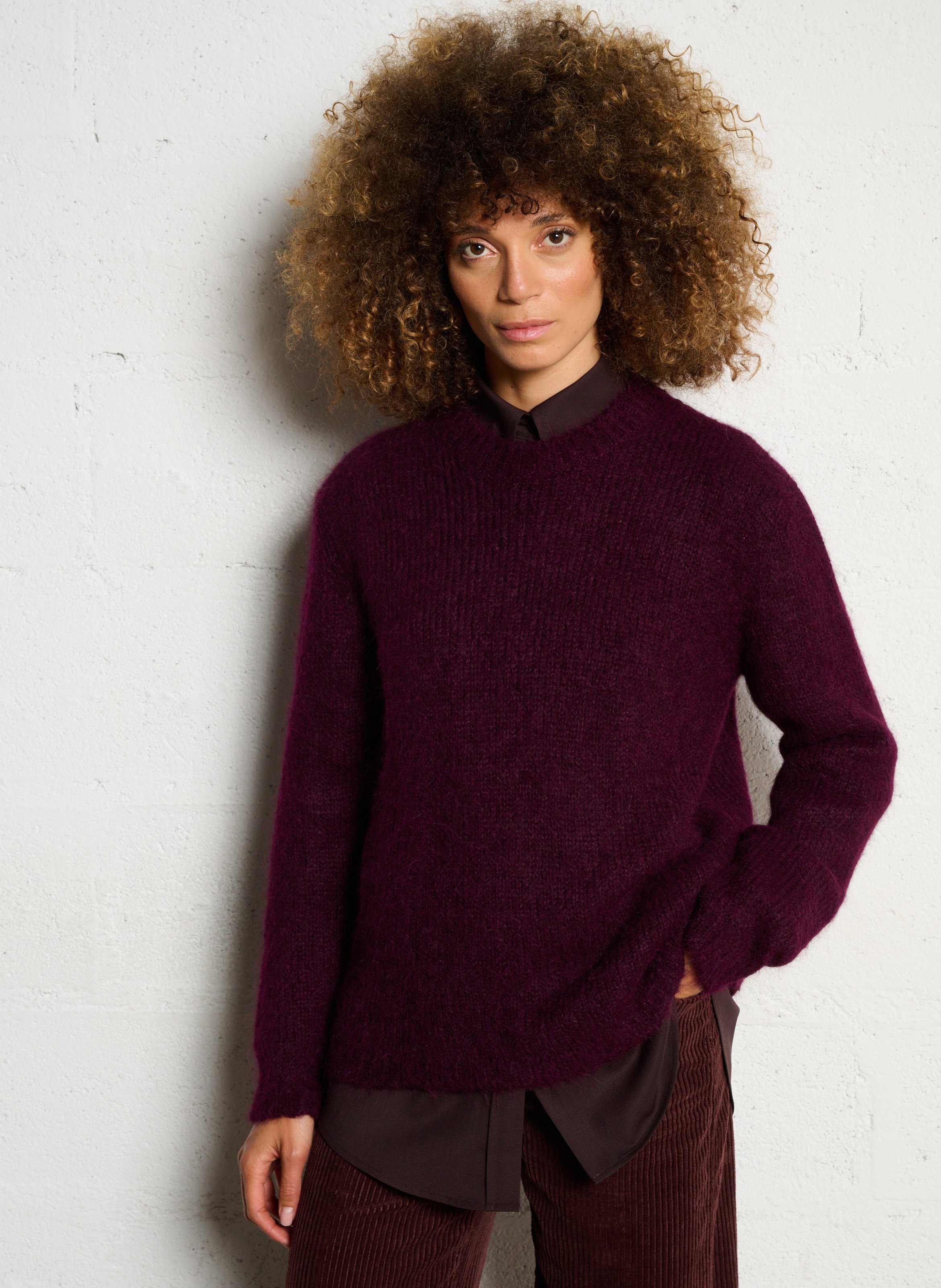 Pull col rond en alpaga mélangé MASSCOB Violet