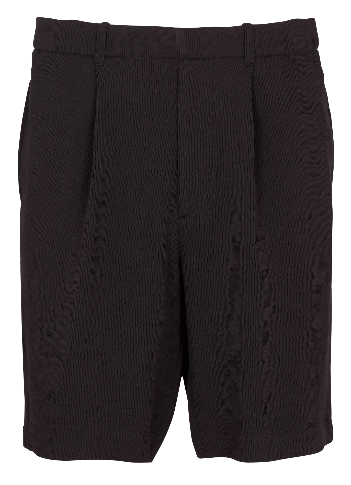 Gerade Bermuda-Shorts aus einfarbiger plissierter Strickware IKKS Schwarz