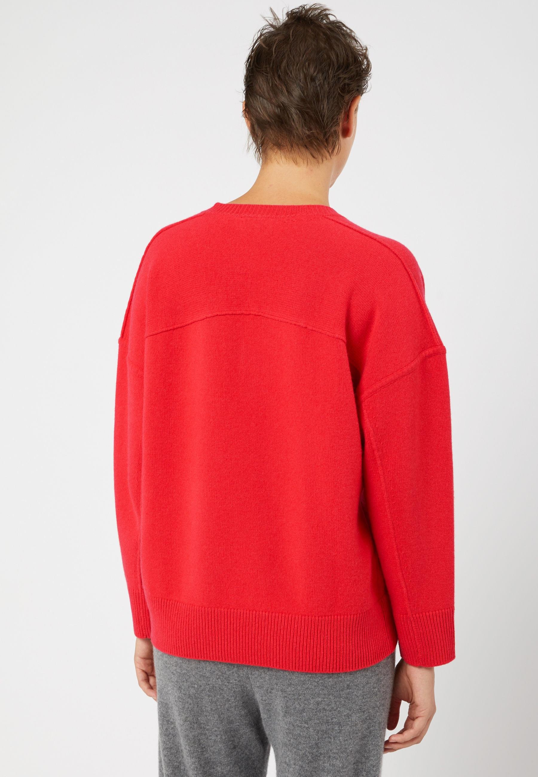 Oversized V-neck cashmere sweater in 4-ply yarn RODIER Orange