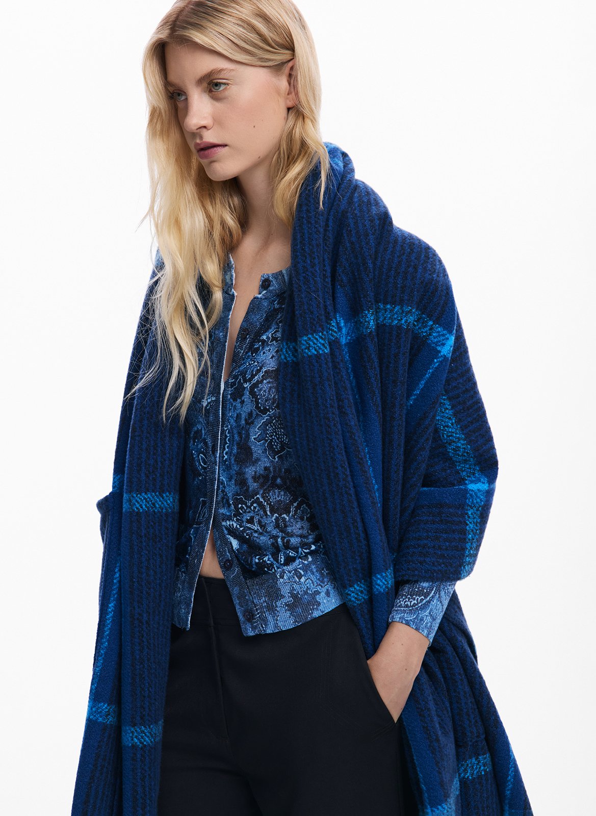 Echarpe à carreaux DESIGUAL Bleu