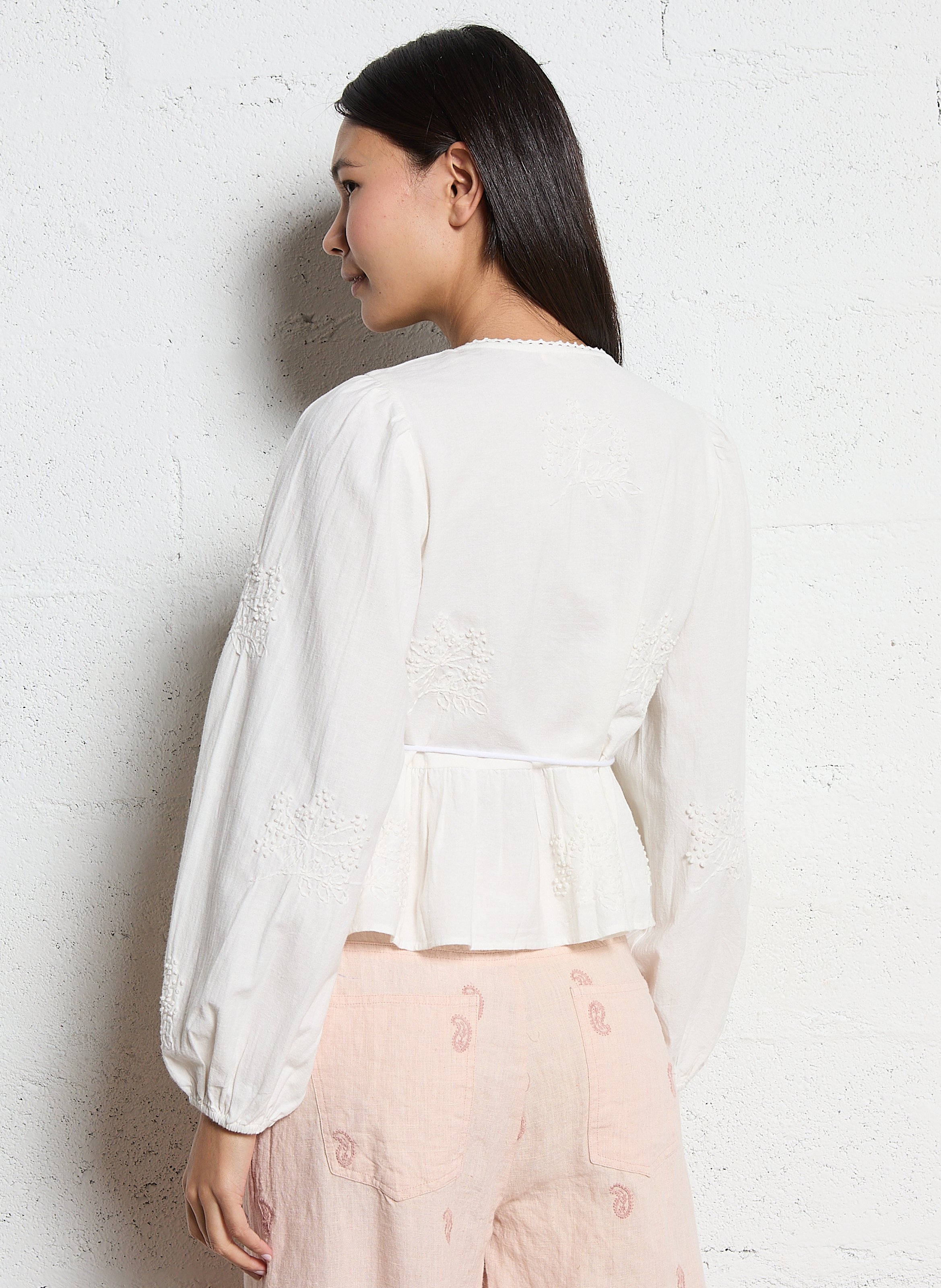 Wickeloberteil aus Baumwollmischung MAISON HOTEL Weiss