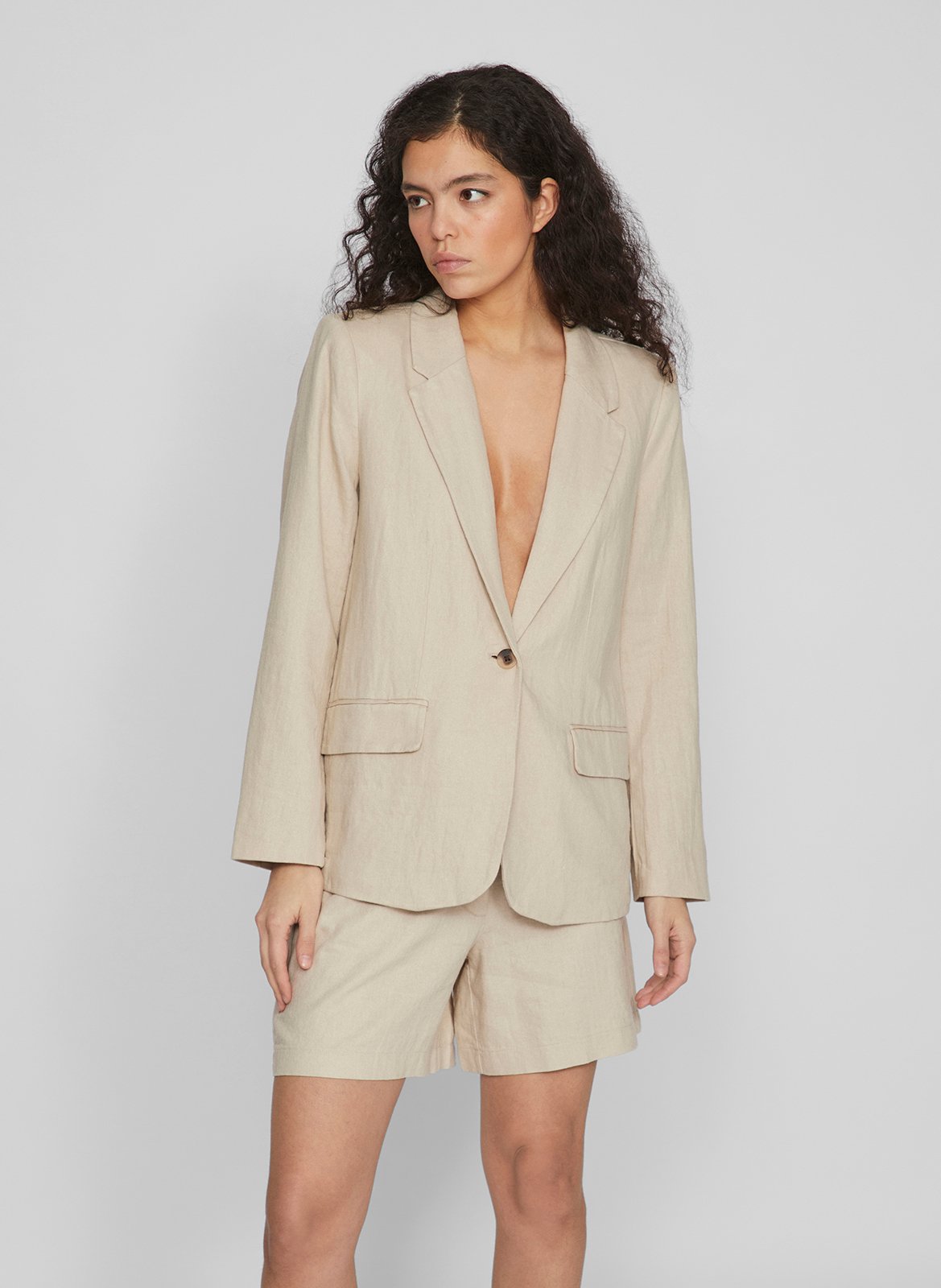 Blended Linen Tailored Jacket VILA
