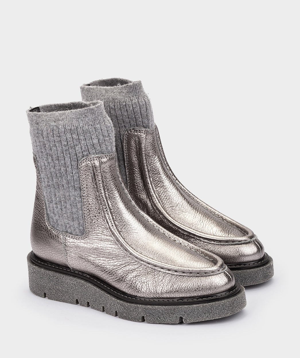 Silver metallic leather ankle boots PEDRO MIRALLES Grey
