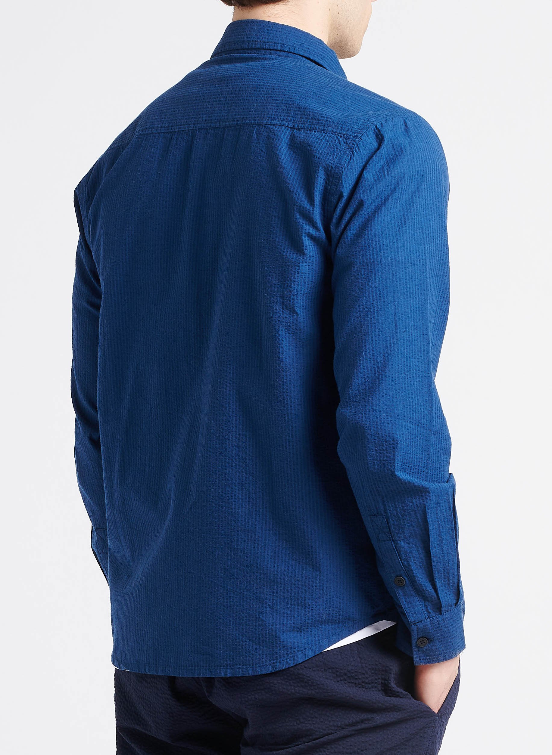 Chemise à carreaux 100% coton  THINKING MU Bleu