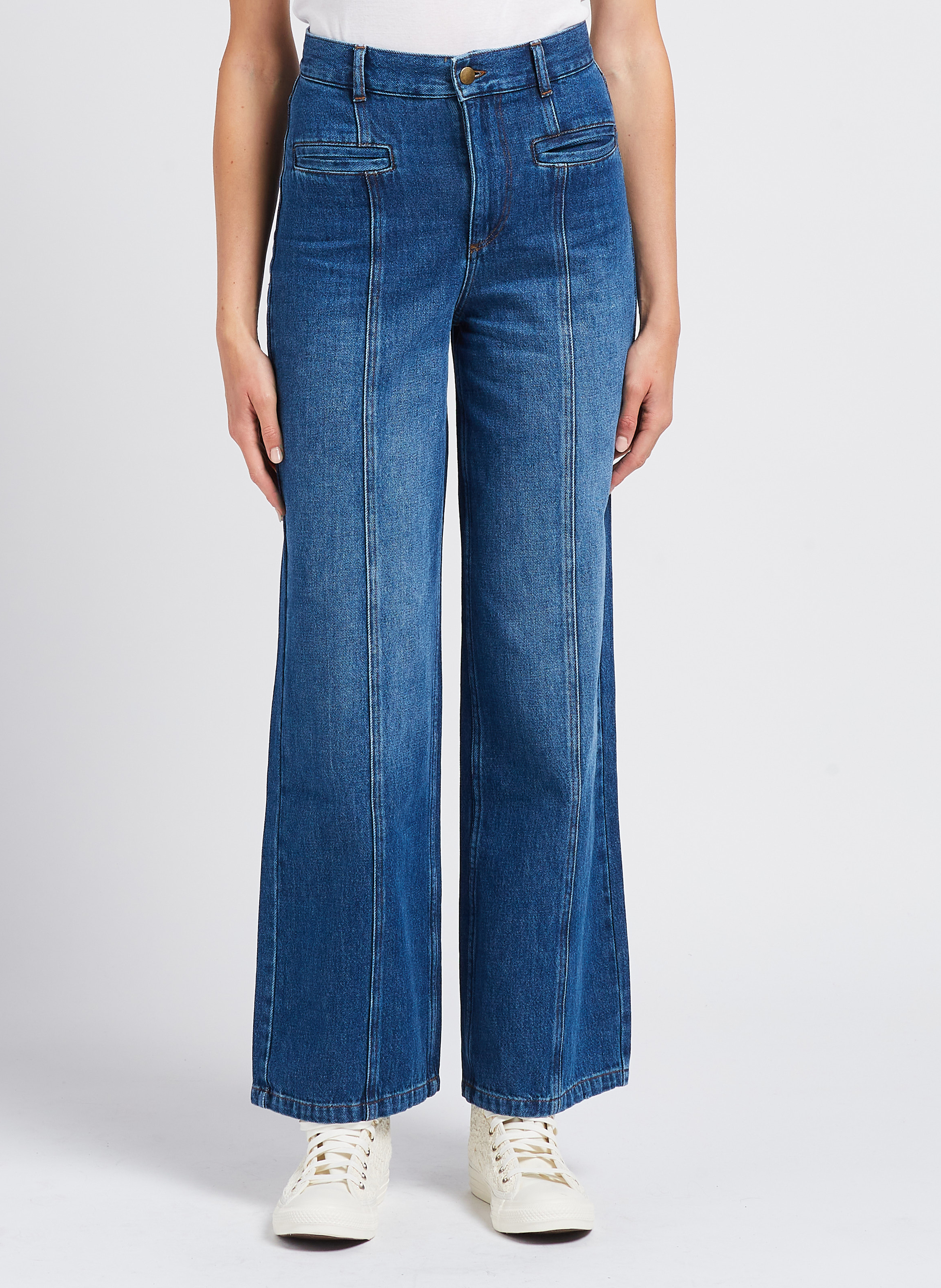 Jean large taille haute INDEE Bleu