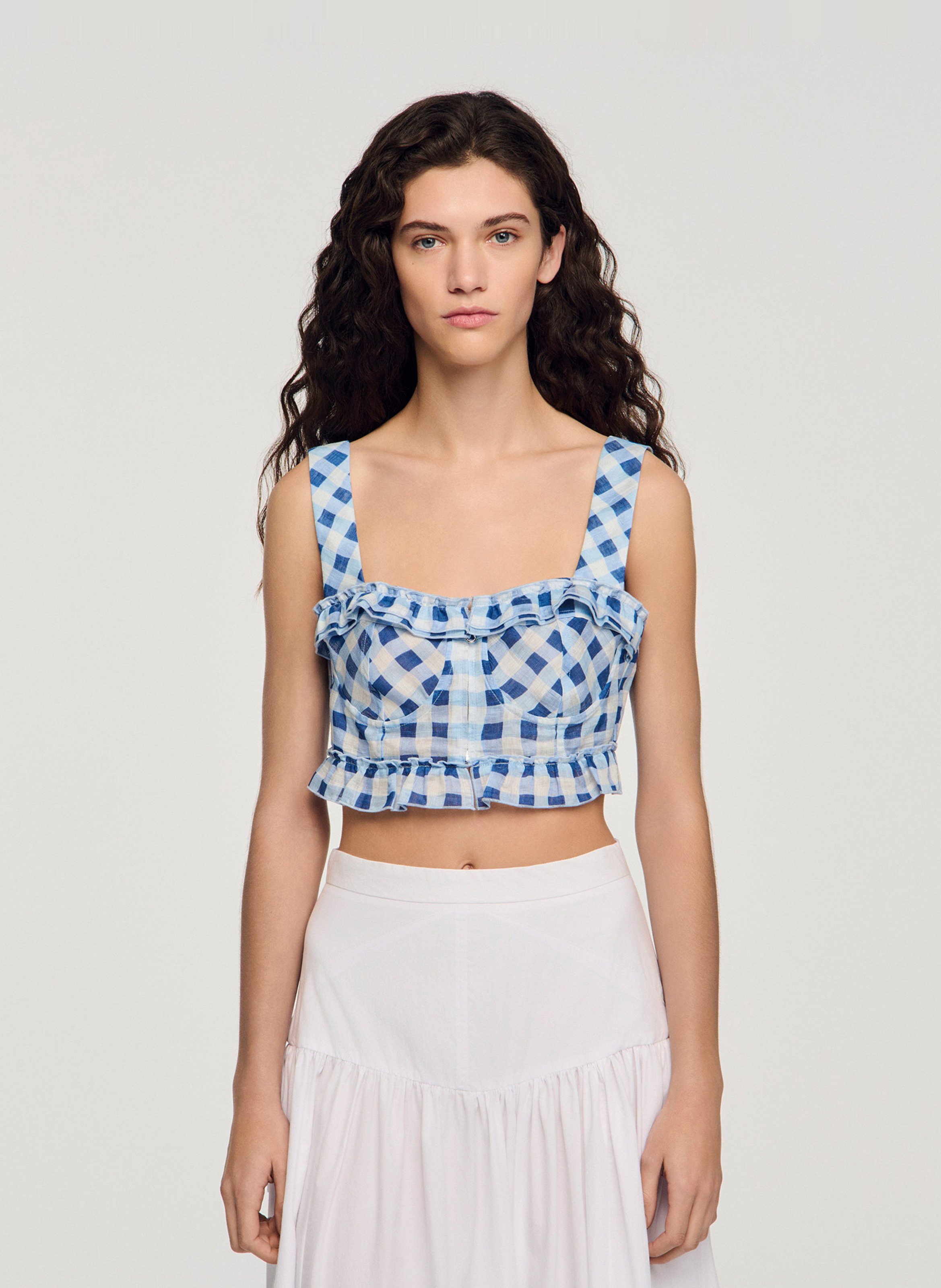 Linnen mix top SANDRO Blauw