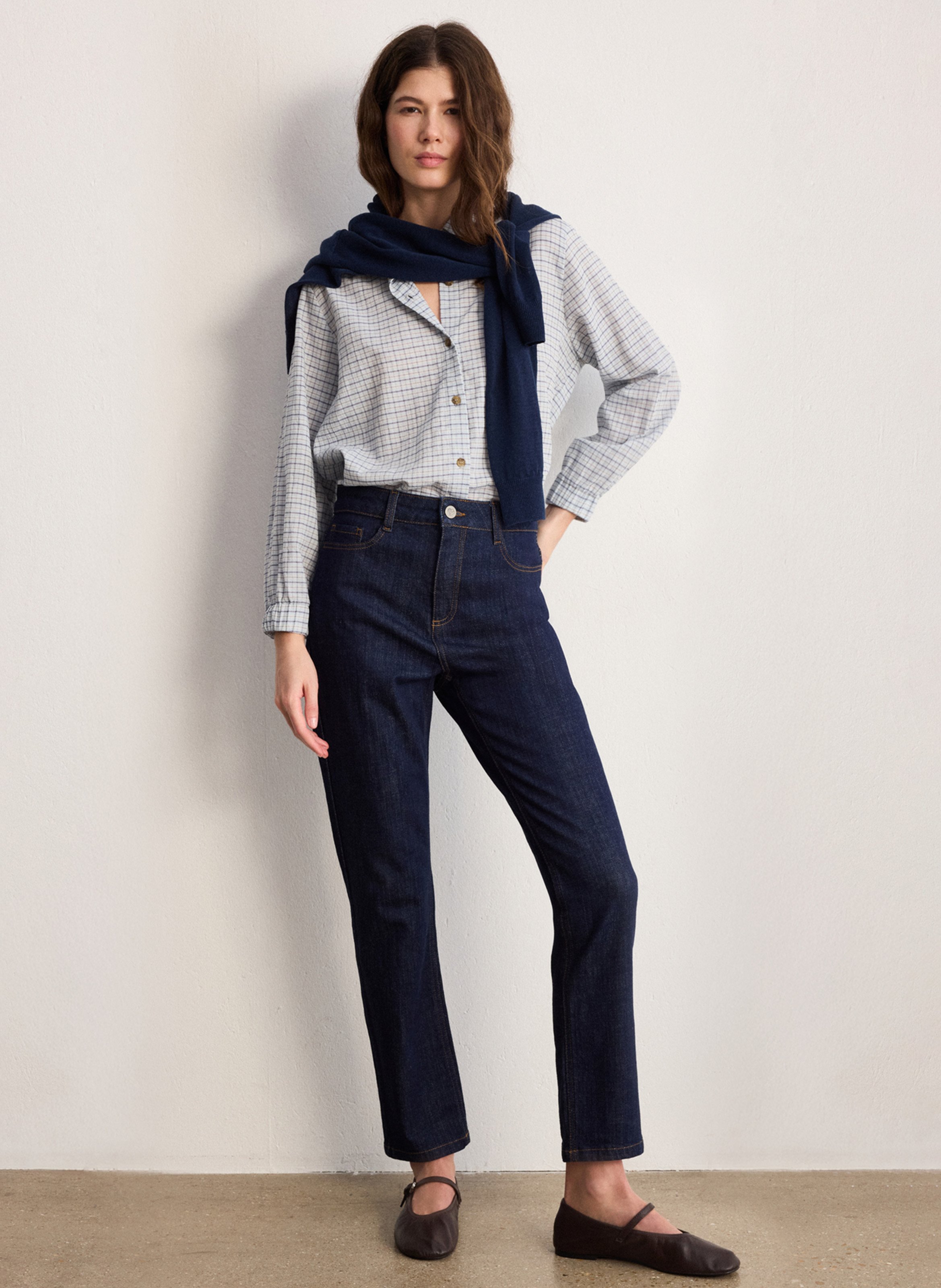 Jean droit en coton mélangé PABLO Blue