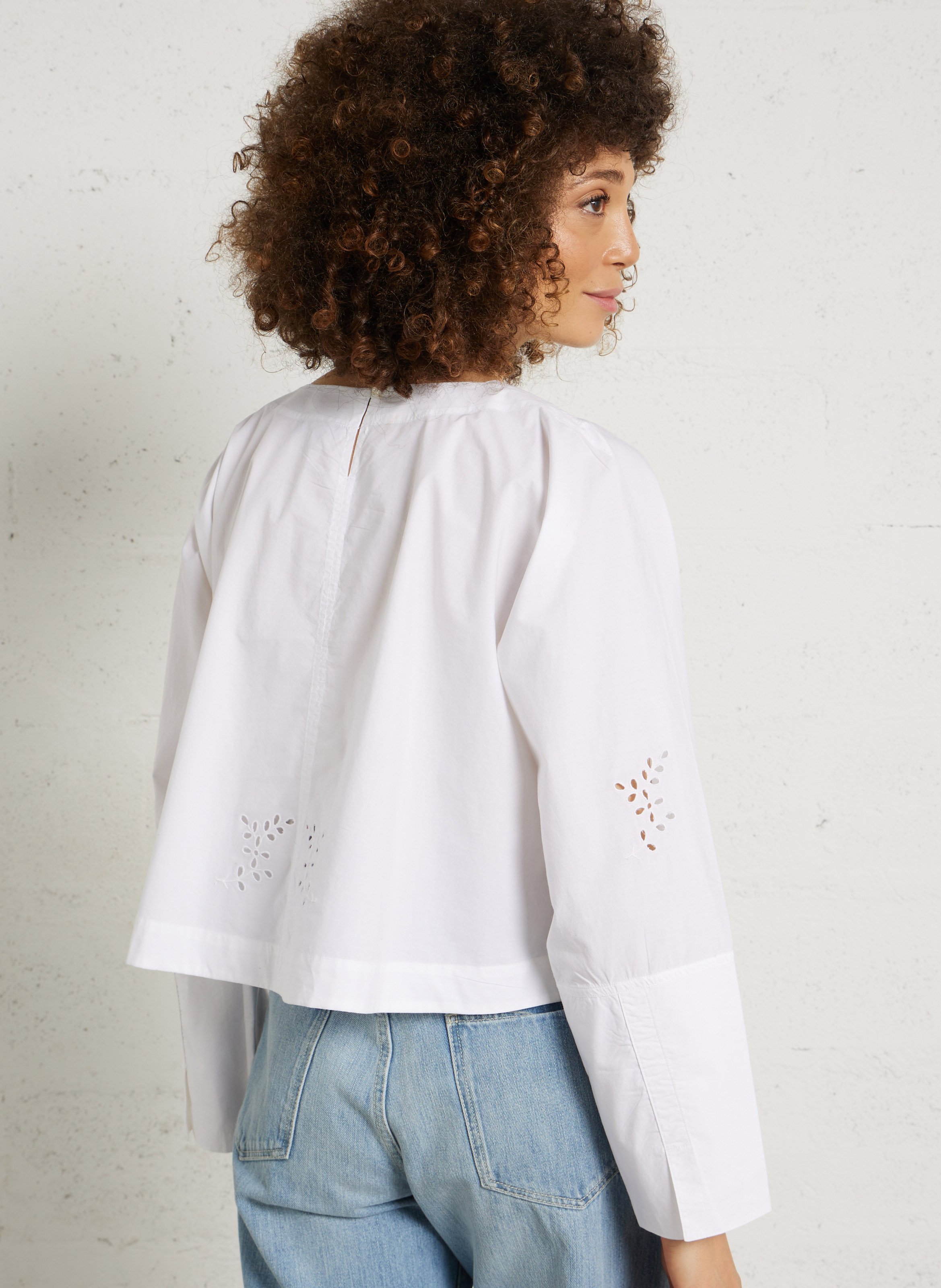 Katoenen blouse met ronde hals SOEUR Wit