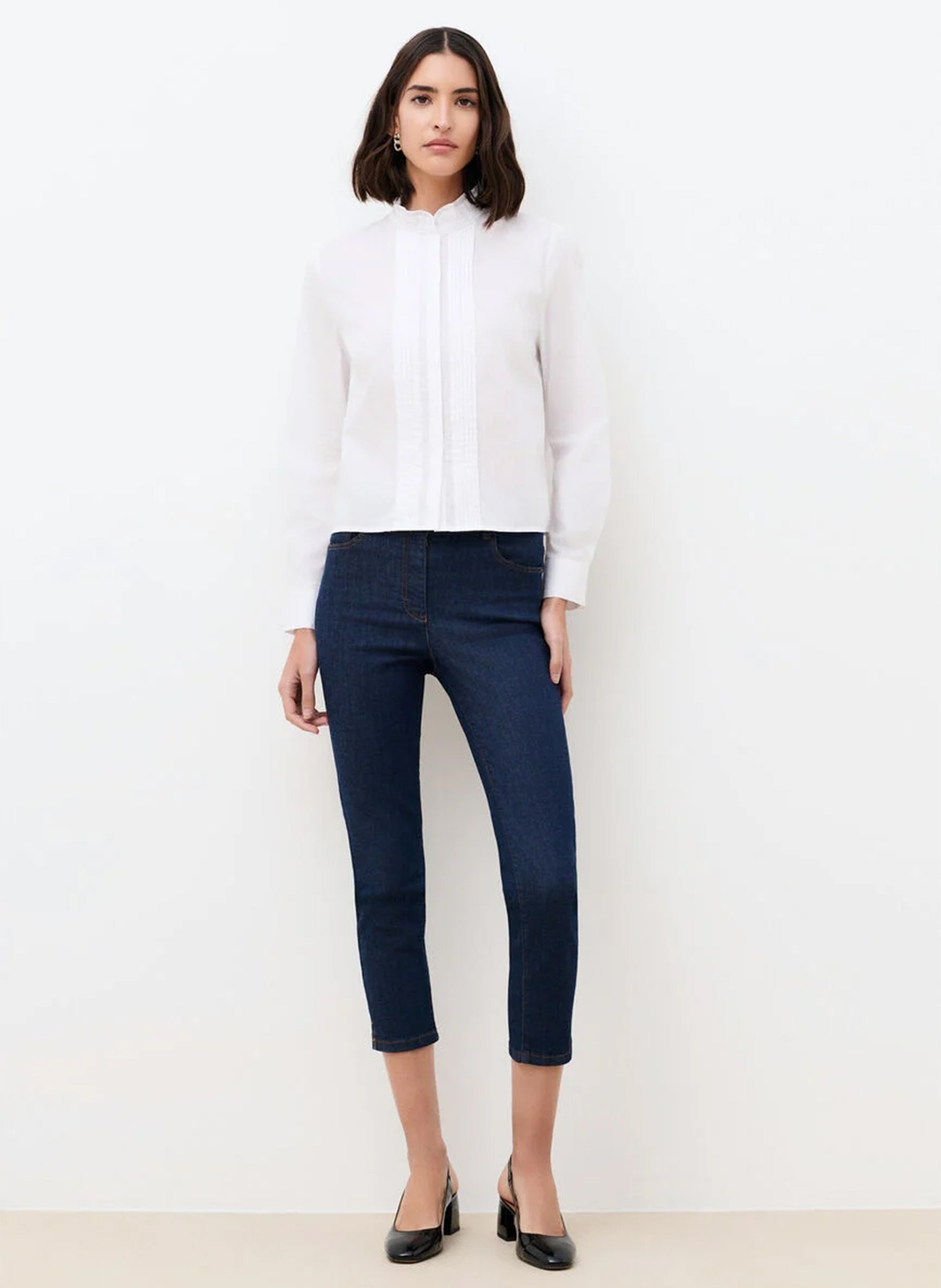 Chemise droite col victorien en coton CAROLL Blanc