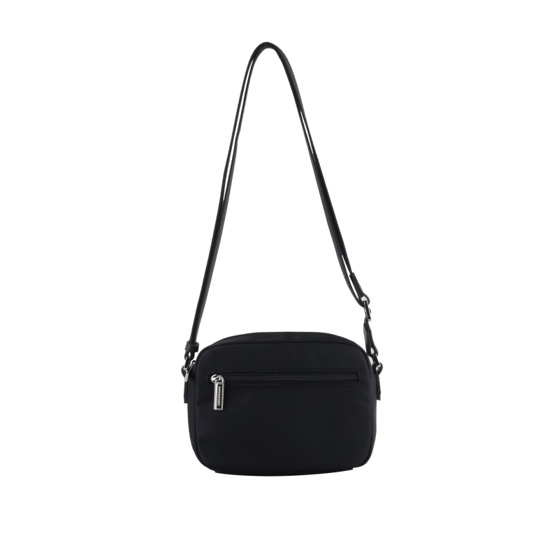 Crossbody bag in canvas trimmed with leather Black