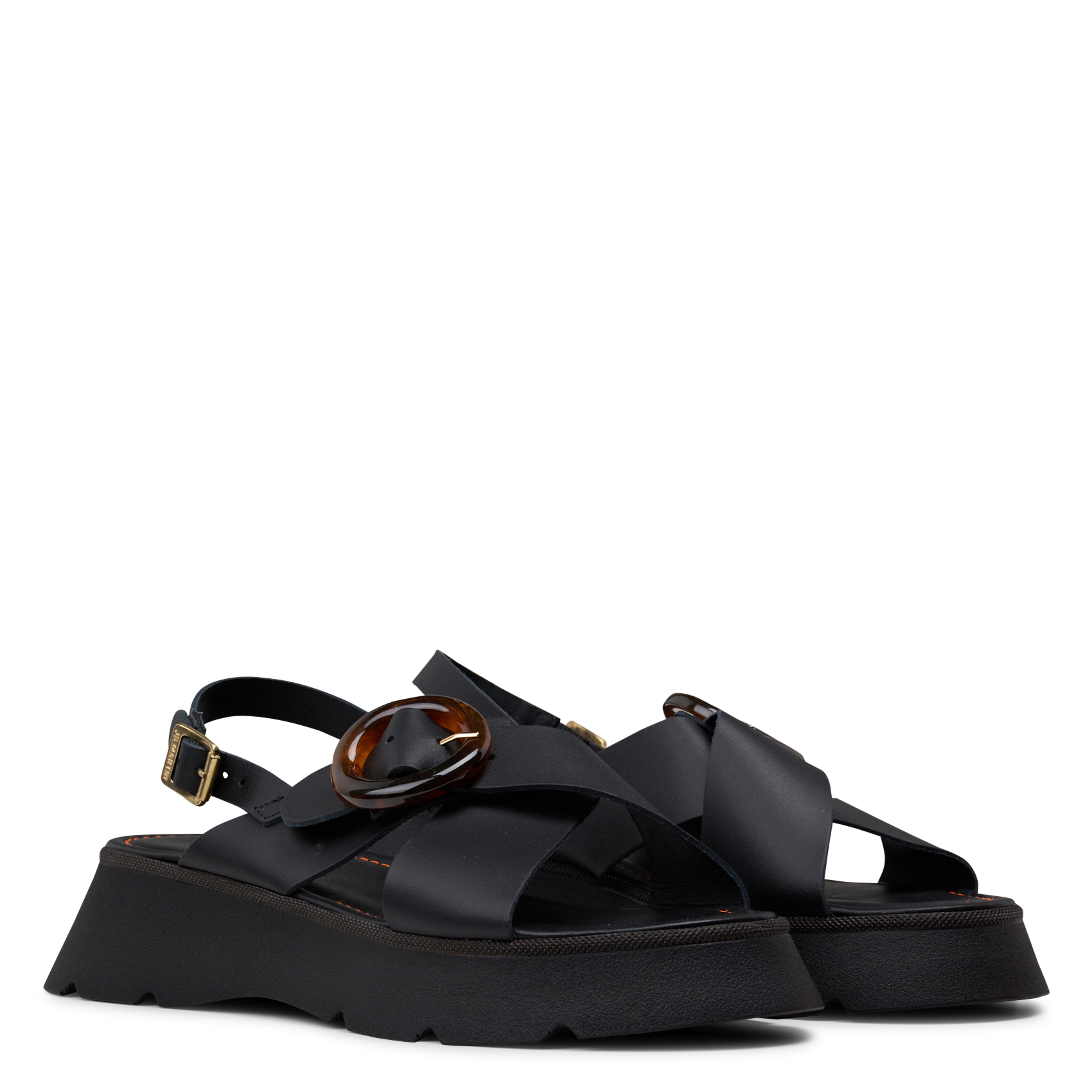 Solid leather wedge sandals JB MARTIN Black