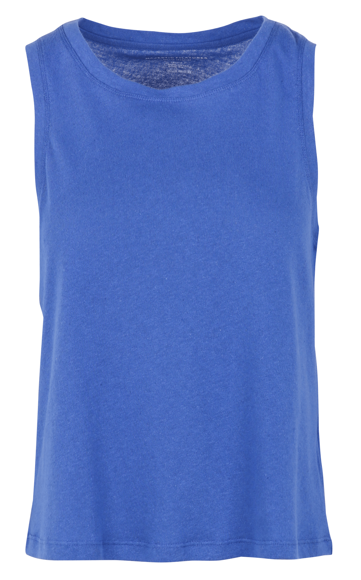 Rundhalsausschnitt Tanktop aus Baumwolle und Leinen gemischt. MAJESTIC FILATURES Blau
