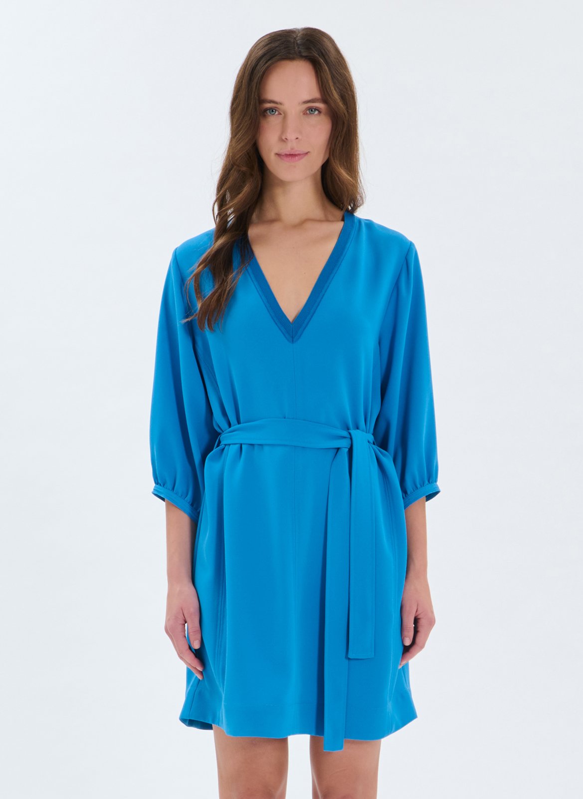 Robe courte col V ZAPA Bleu