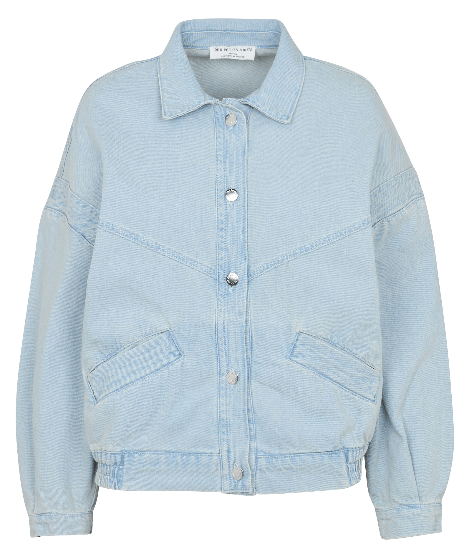 Oversize cotton jacket with classic collar DES PETITS HAUTS Blue