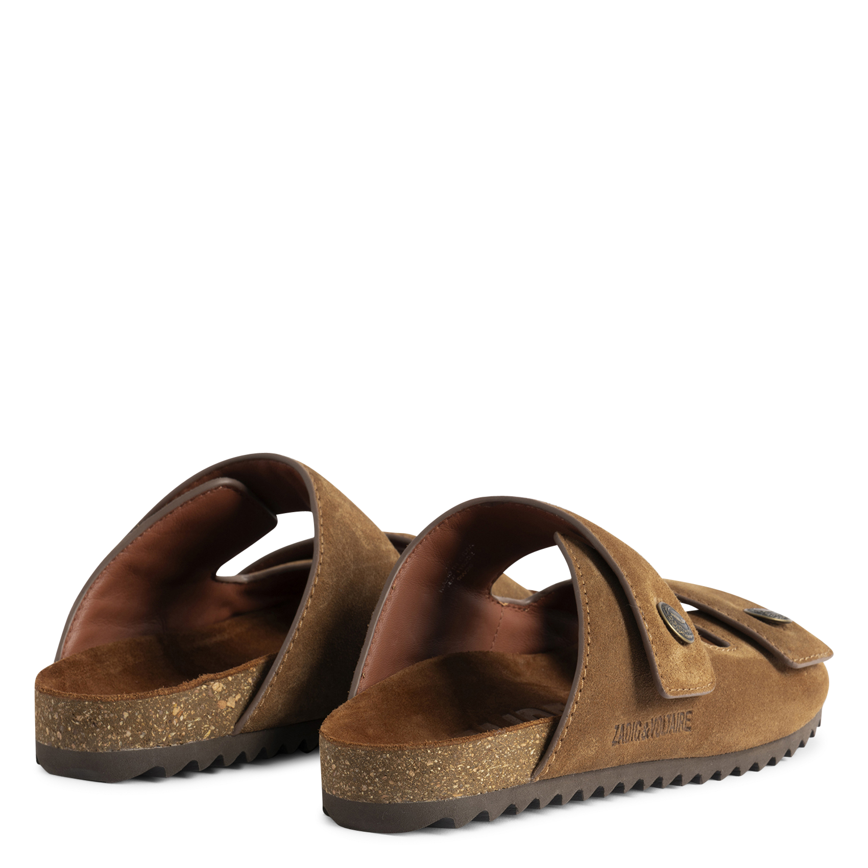 Flat calfskin leather sandals ZADIG&VOLTAIRE Brown