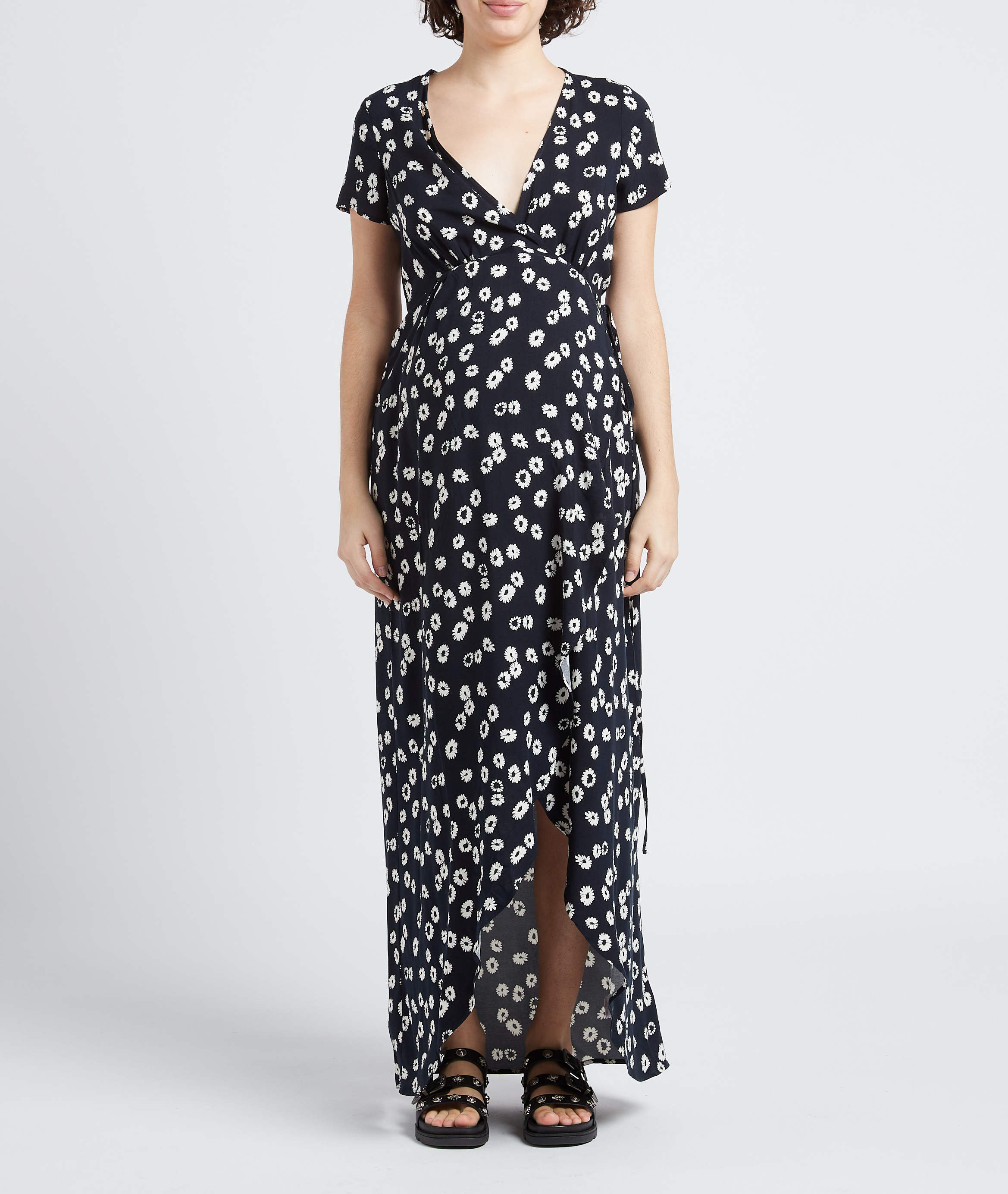 Straight printed maternity wrap dress SERAPHINE Black