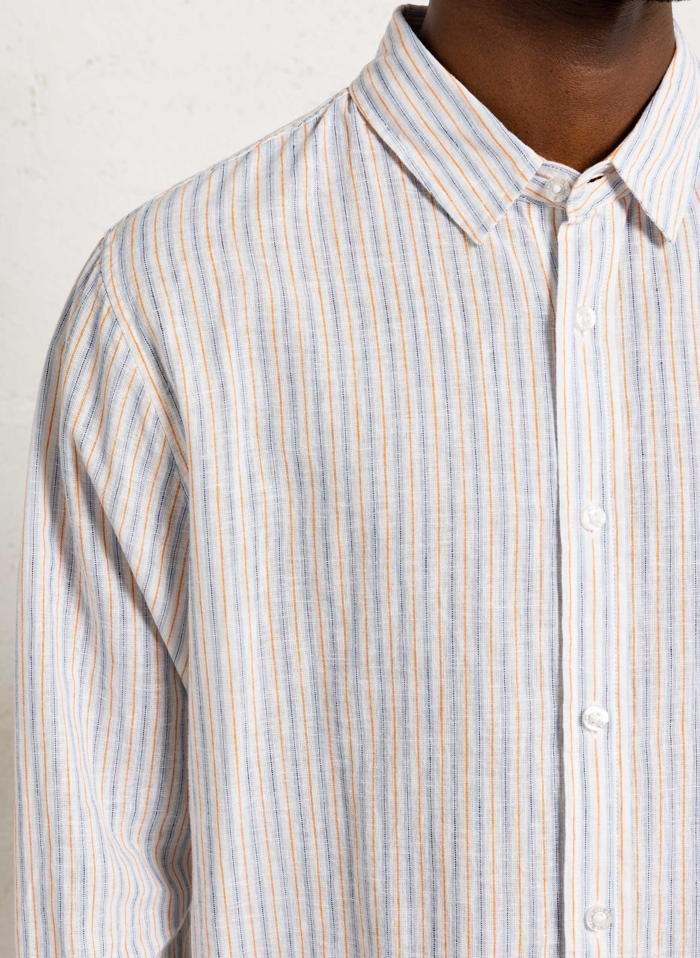 Chemise droite col classique en lin et coton mélangé LE TEMPS DES CERISES Jaune