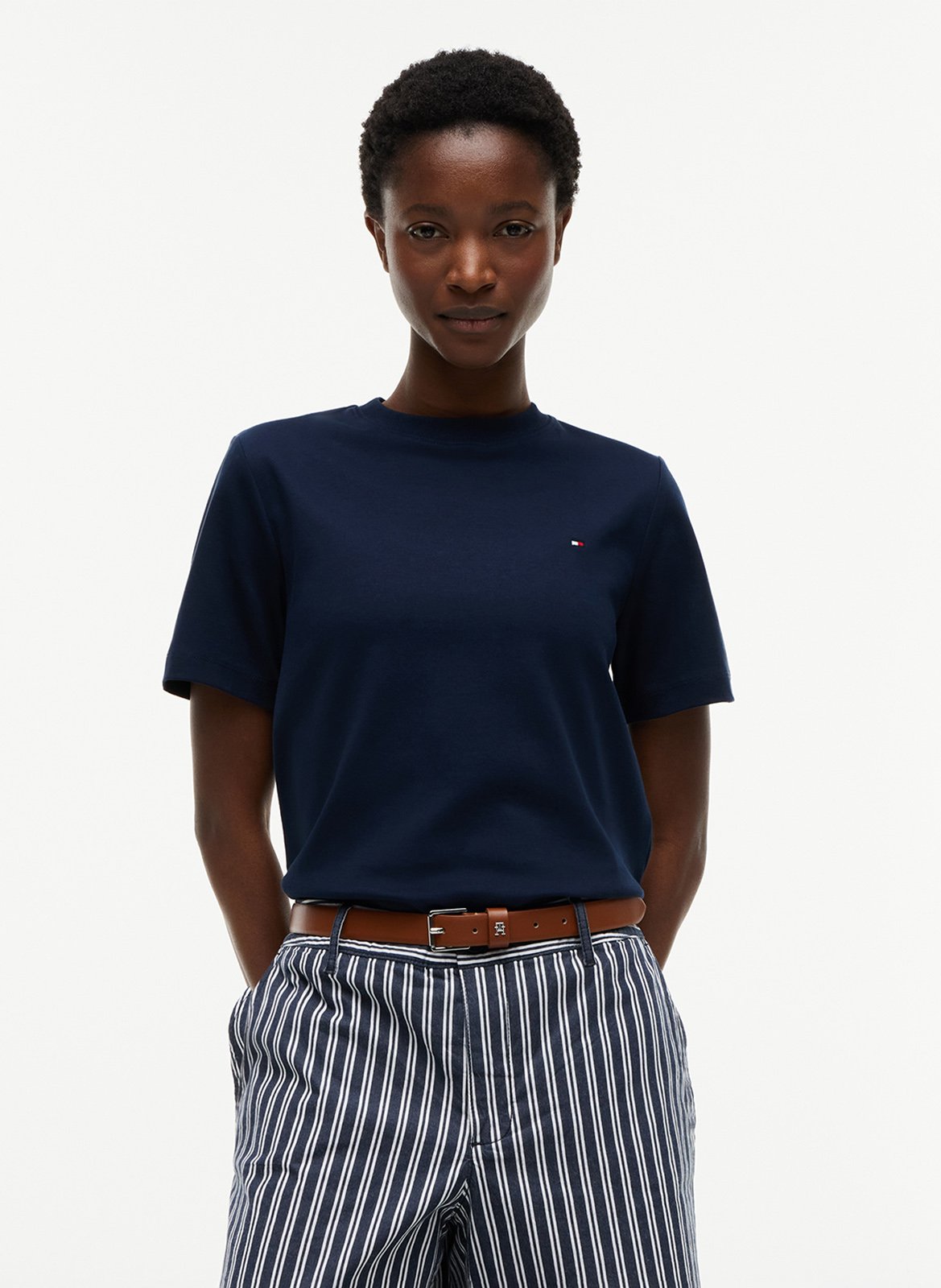 Tee-shirt uni à logo en coton TOMMY HILFIGER