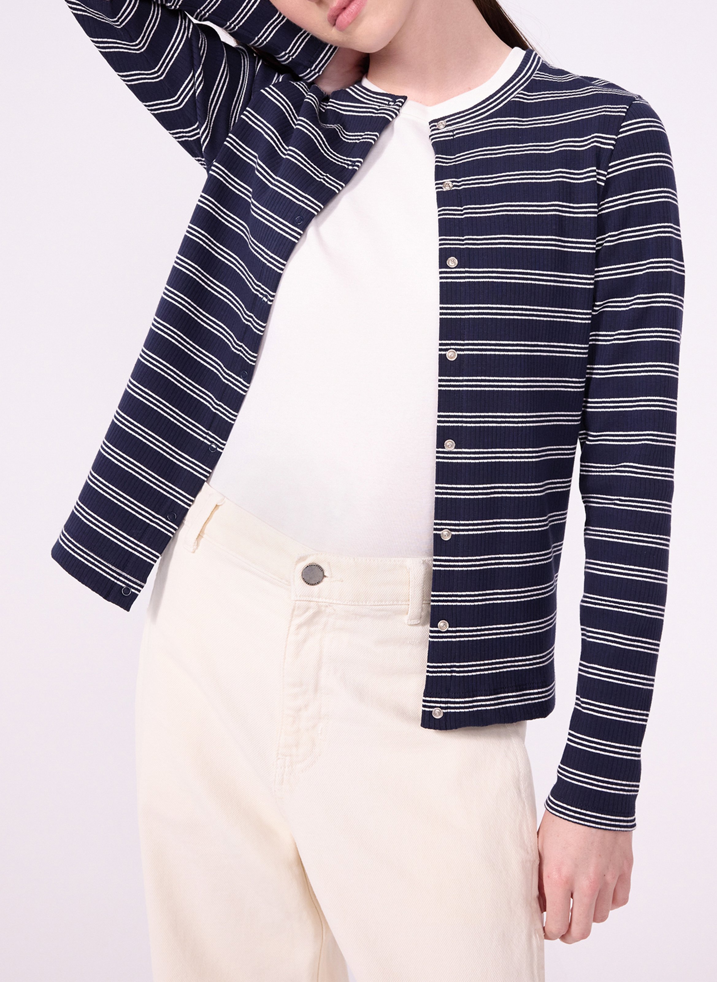 Striped straight vest in blended cotton PETIT BATEAU Grey
