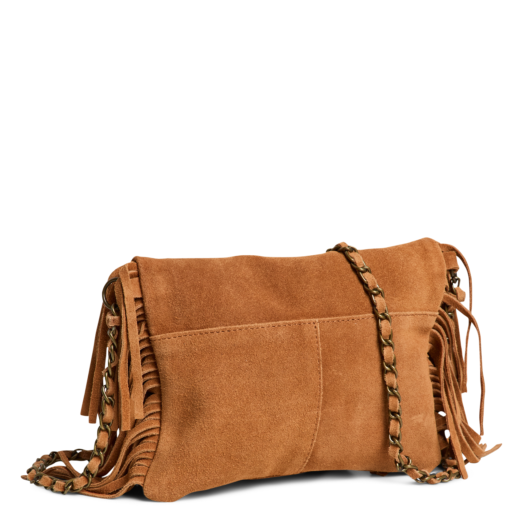 Leather shoulder bag PIECES Brown