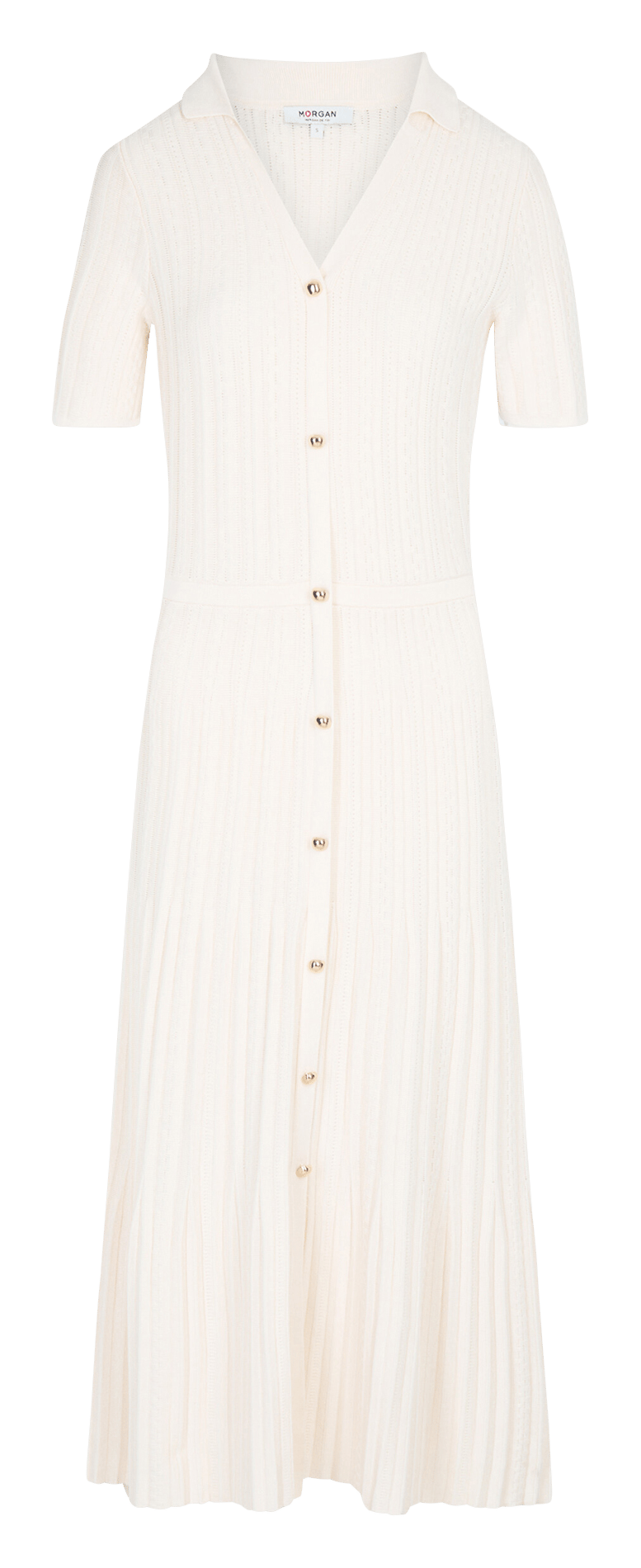 Robe midi en maille évasée MORGAN Beige