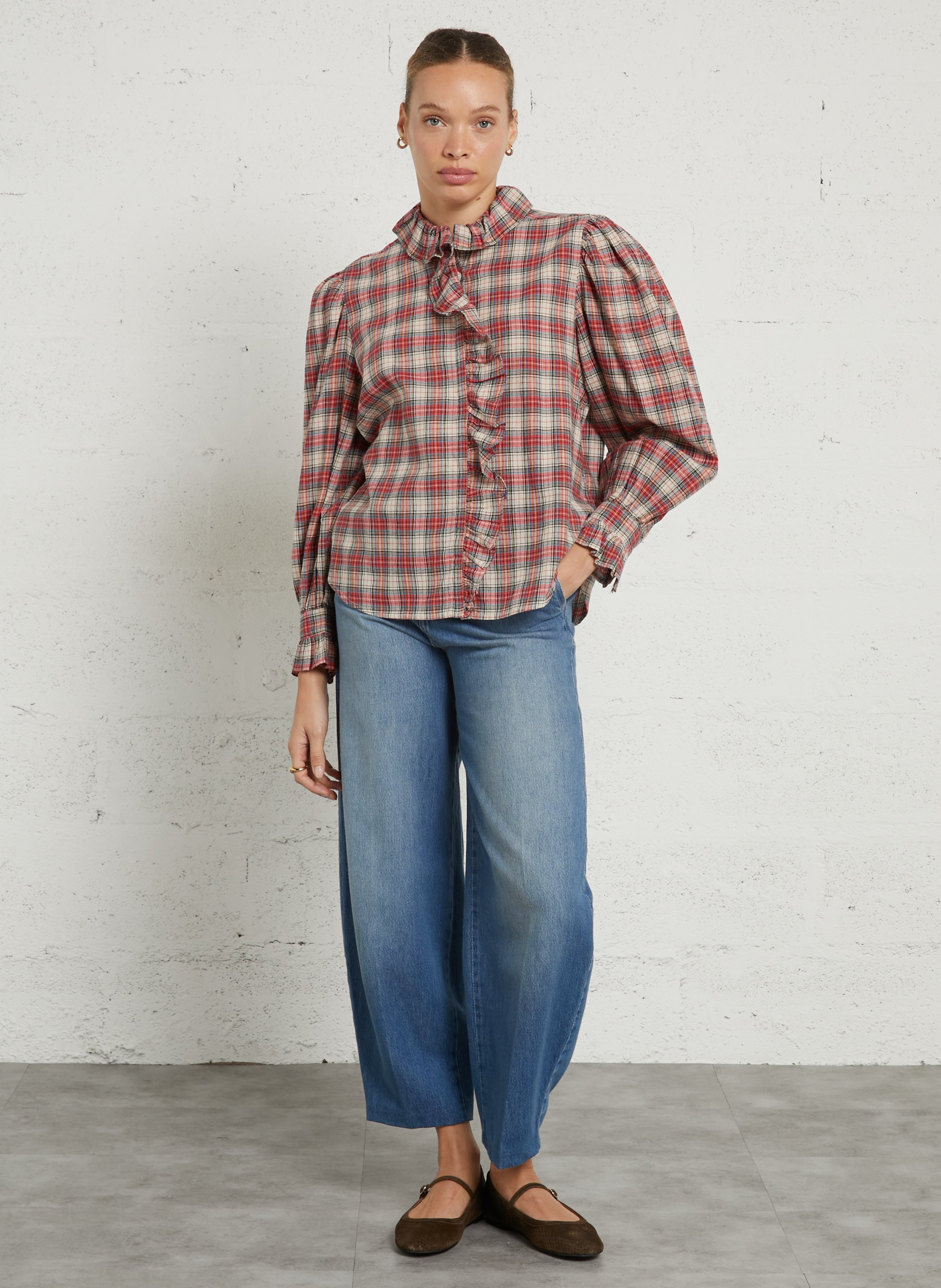 Wijde jeans - katoenblend PLEASE Blauw