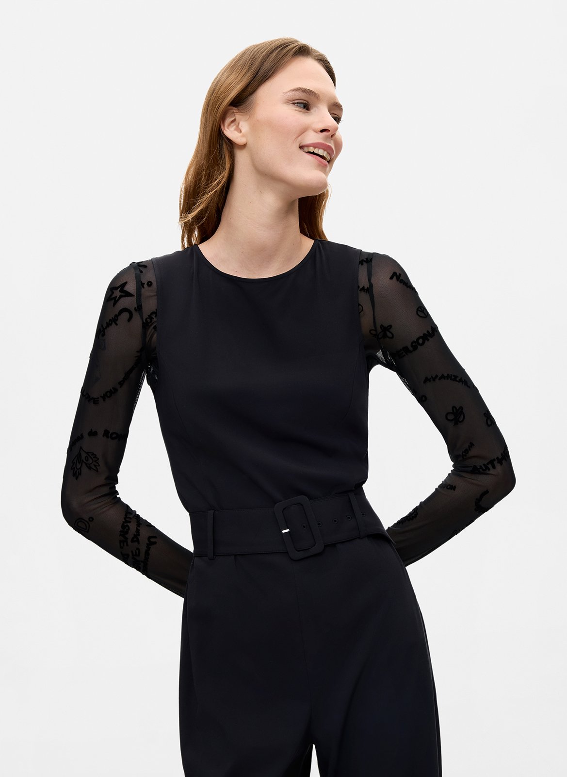 Weite 2-in-1 Overall mit Rundhalsausschnitt DESIGUAL Schwarz