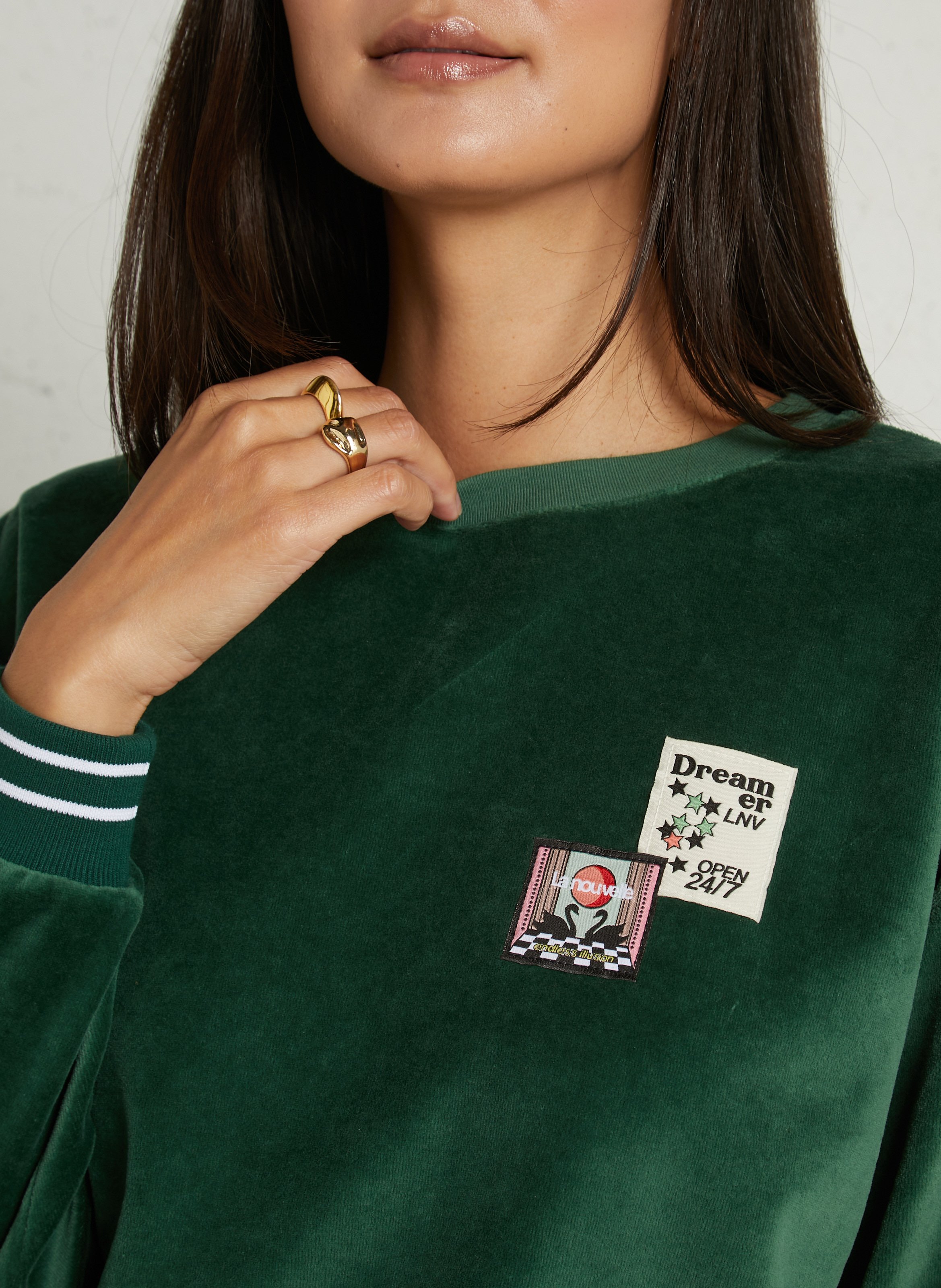 Straight cotton terry sweatshirt LA NOUVELLE Green