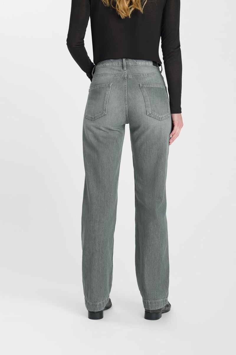 High-waisted straight-leg zip jeans LE TEMPS DES CERISES Grey