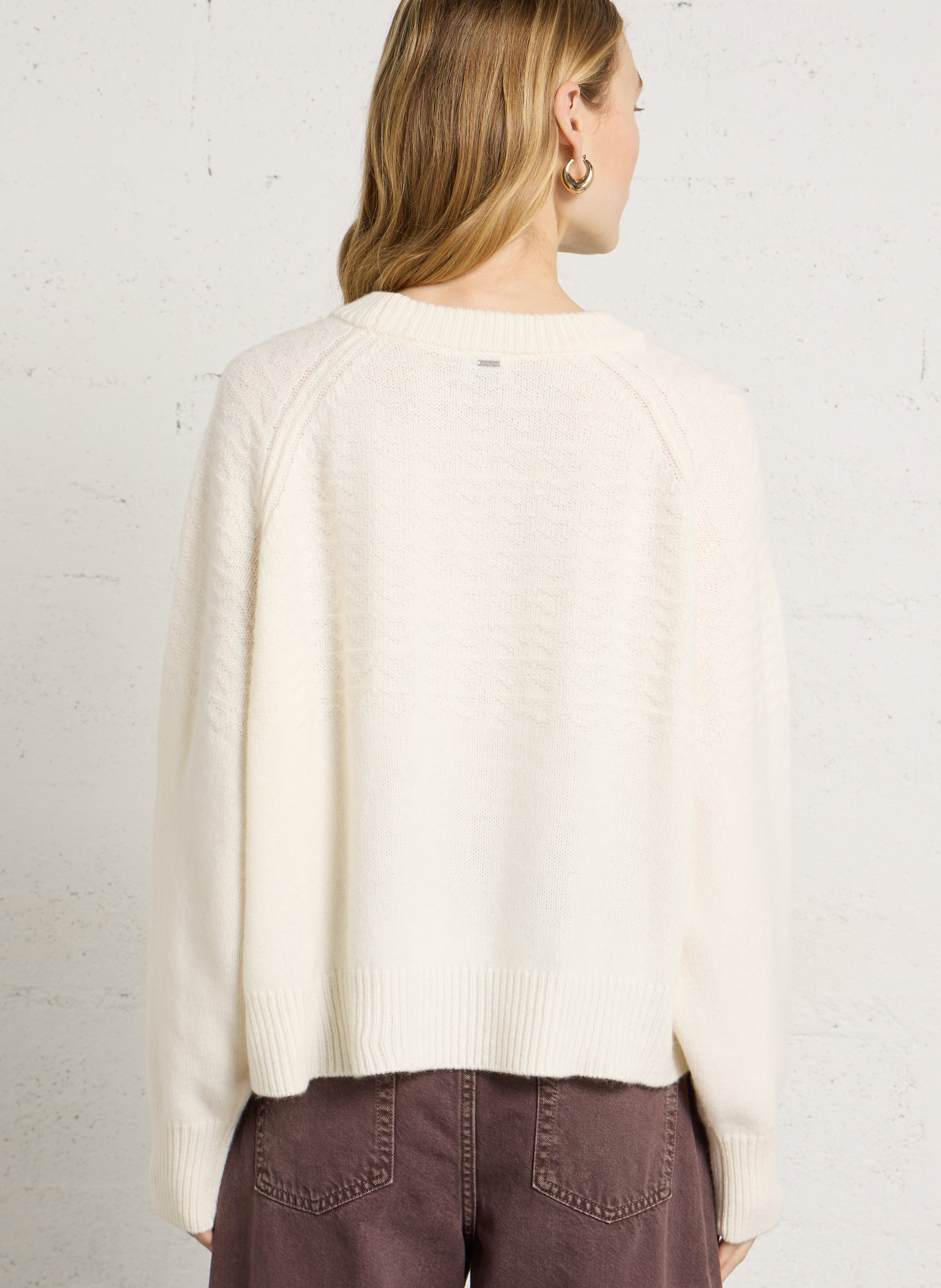Loose-fit round-neck wool jumper IKKS White
