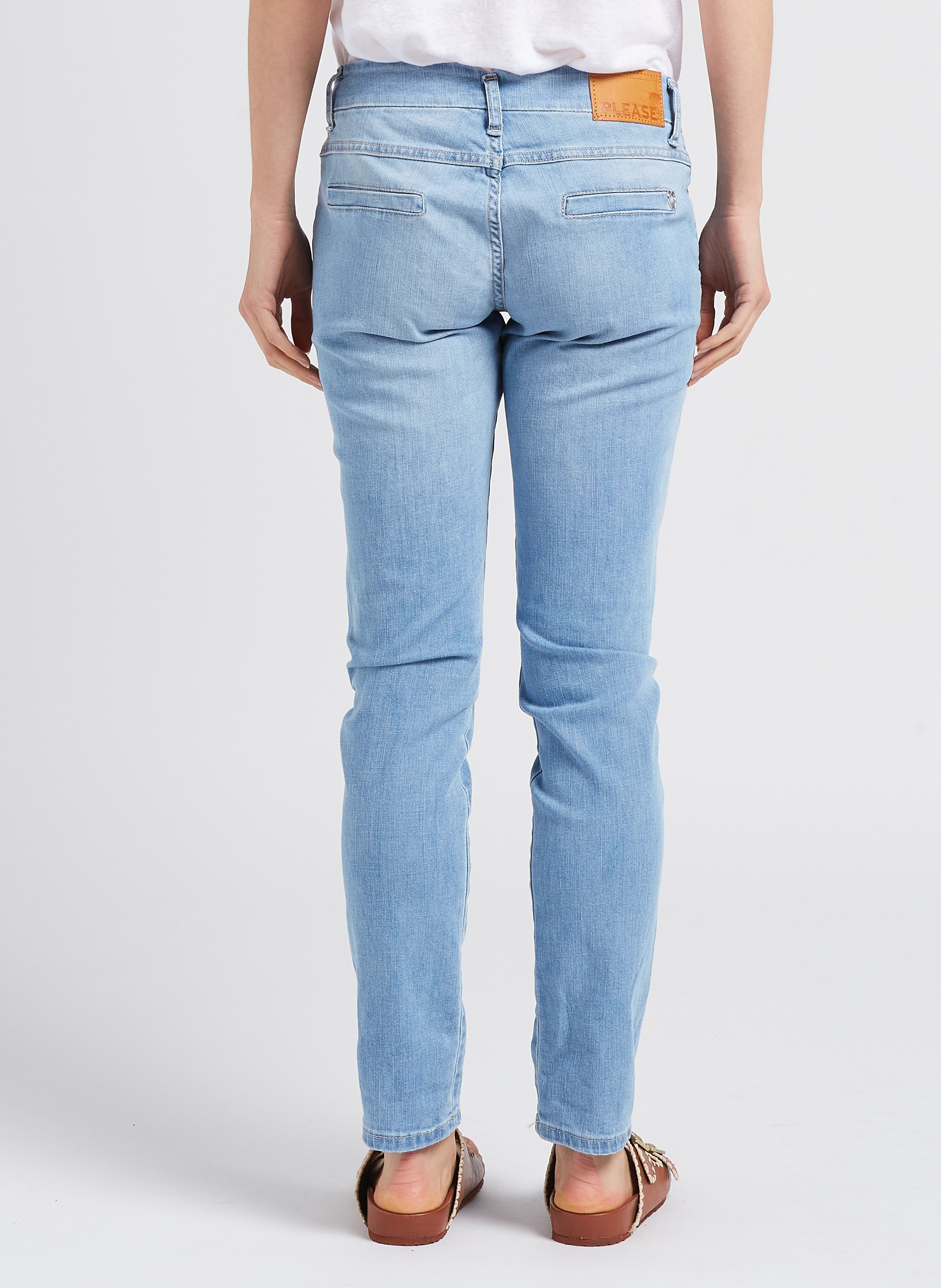 Jean slim taille haute en coton stretch PLEASE Bleu