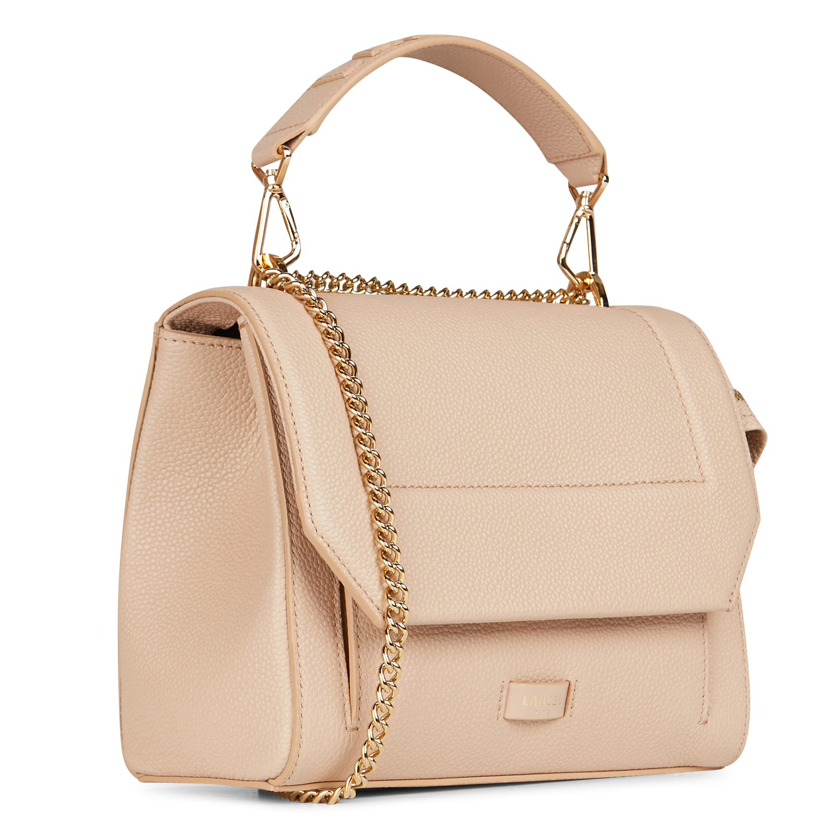 Sac à rabat en cuir grainé LANCEL Beige