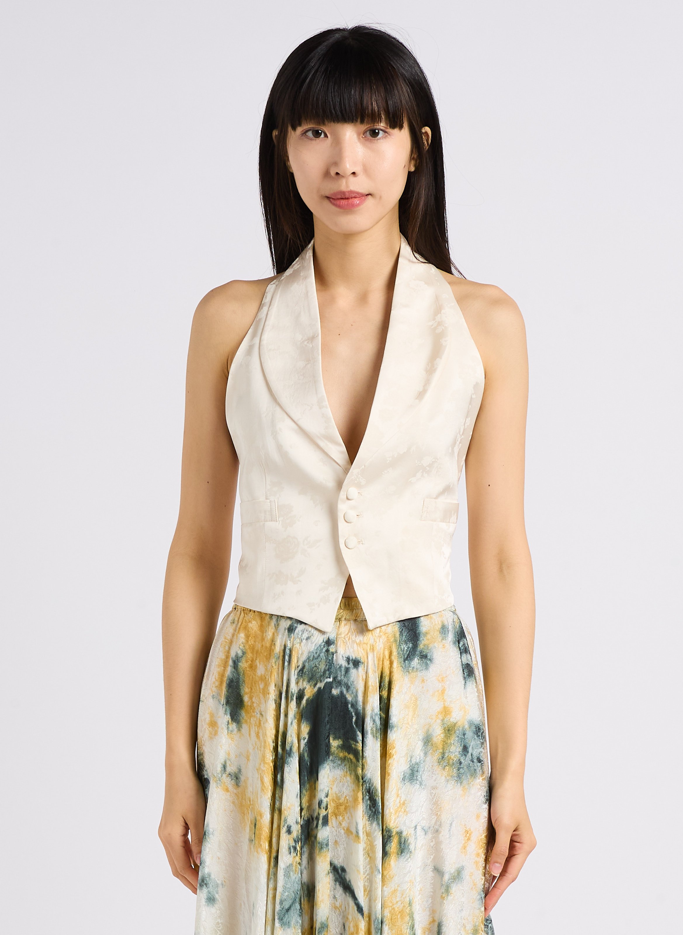  Gilet de costume dos nu satiné MES DEMOISELLES Blanc