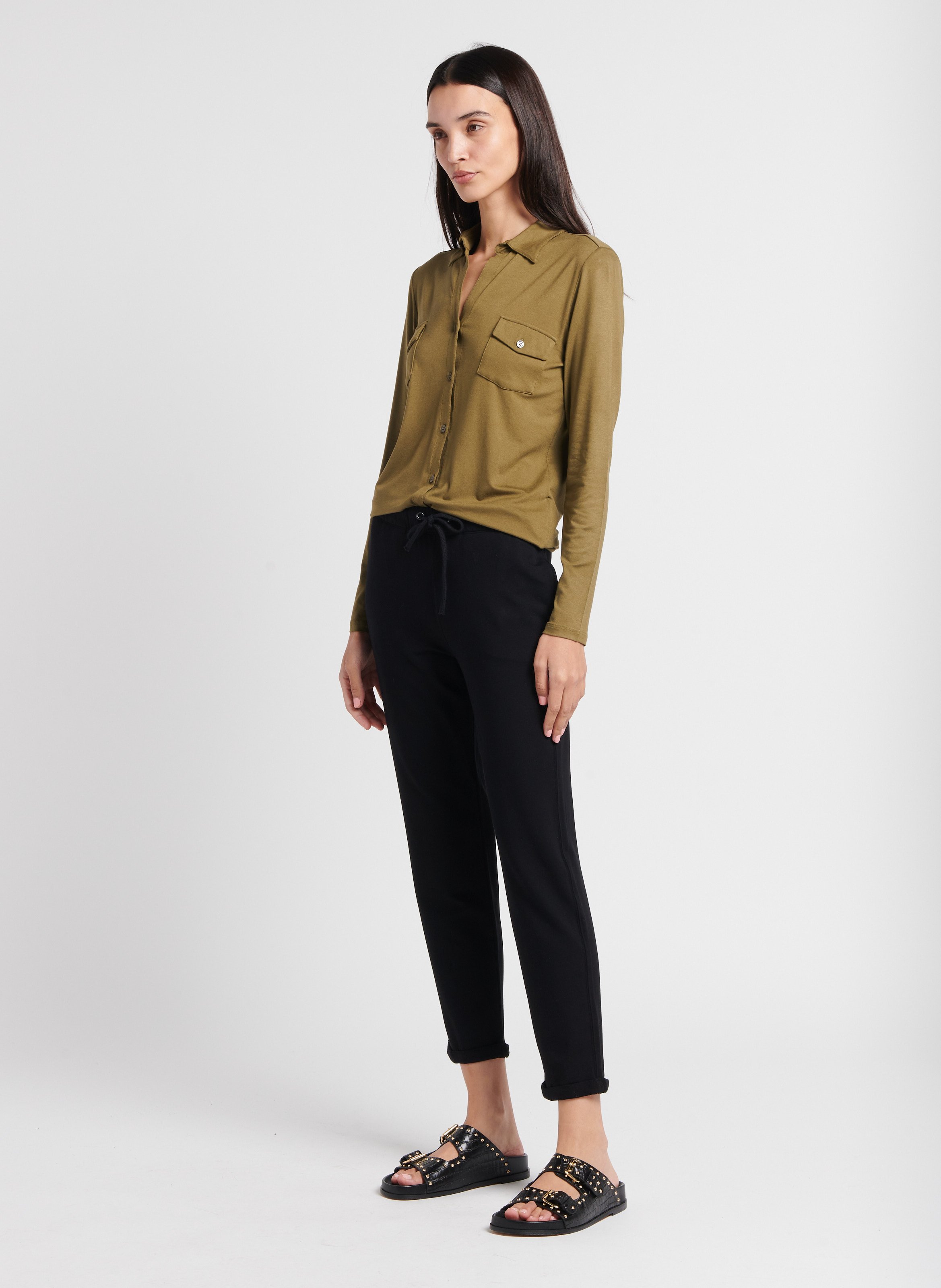 Flat leather mules COSMOPARIS Black