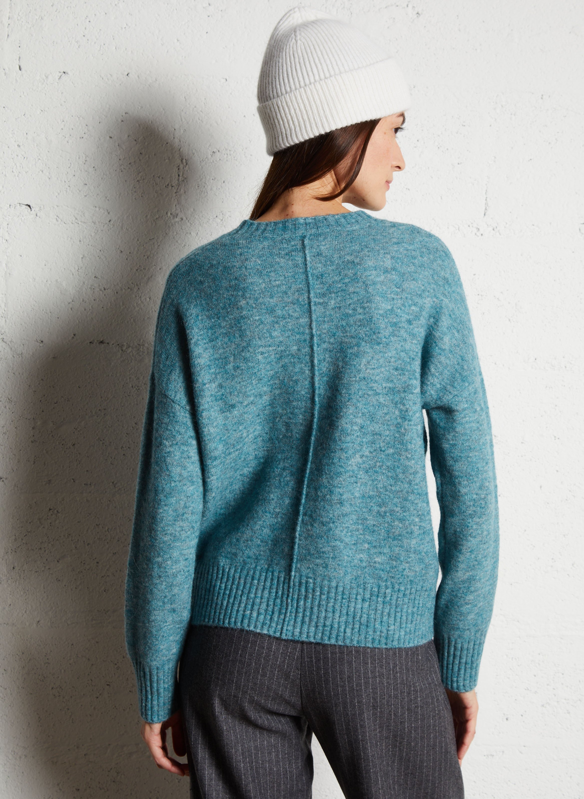 Pantalon large en laine mélangée HARTFORD Gris