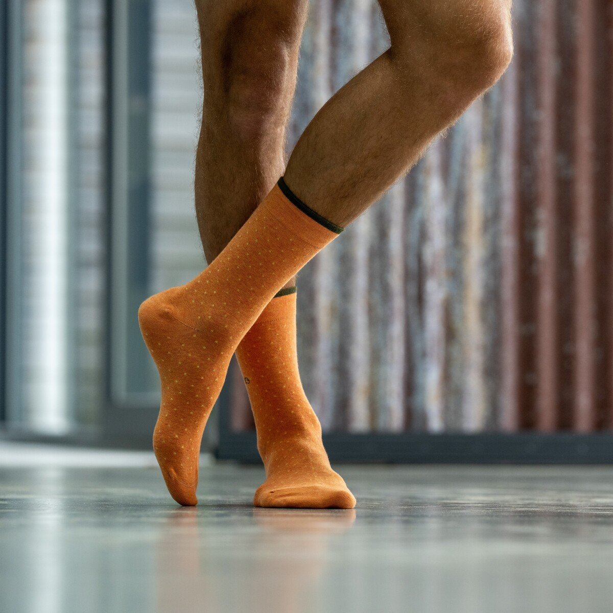 Combed cotton socks with polka dots BILLYBELT Orange