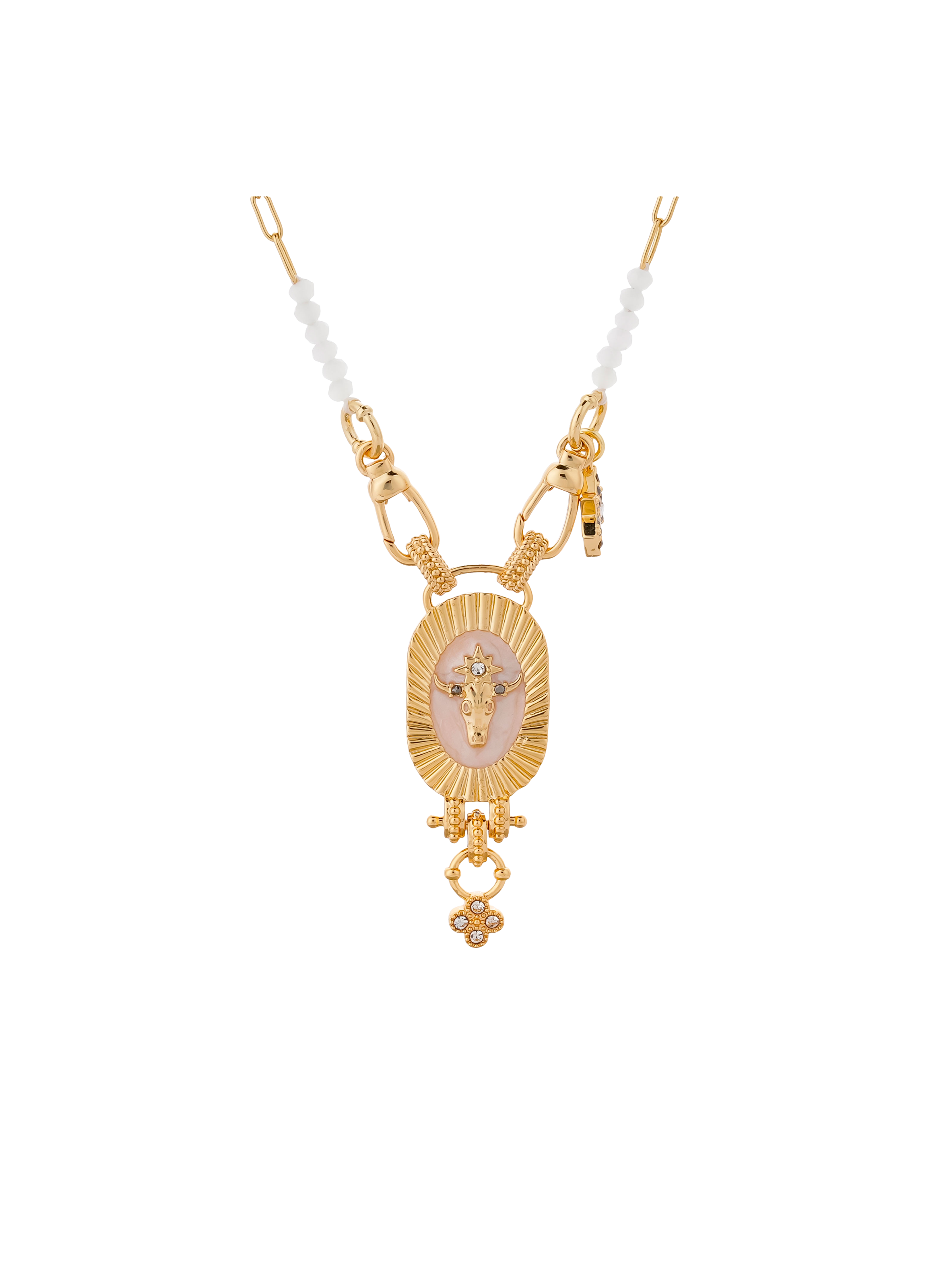 Chain necklace with brass pendant HIPANEMA White