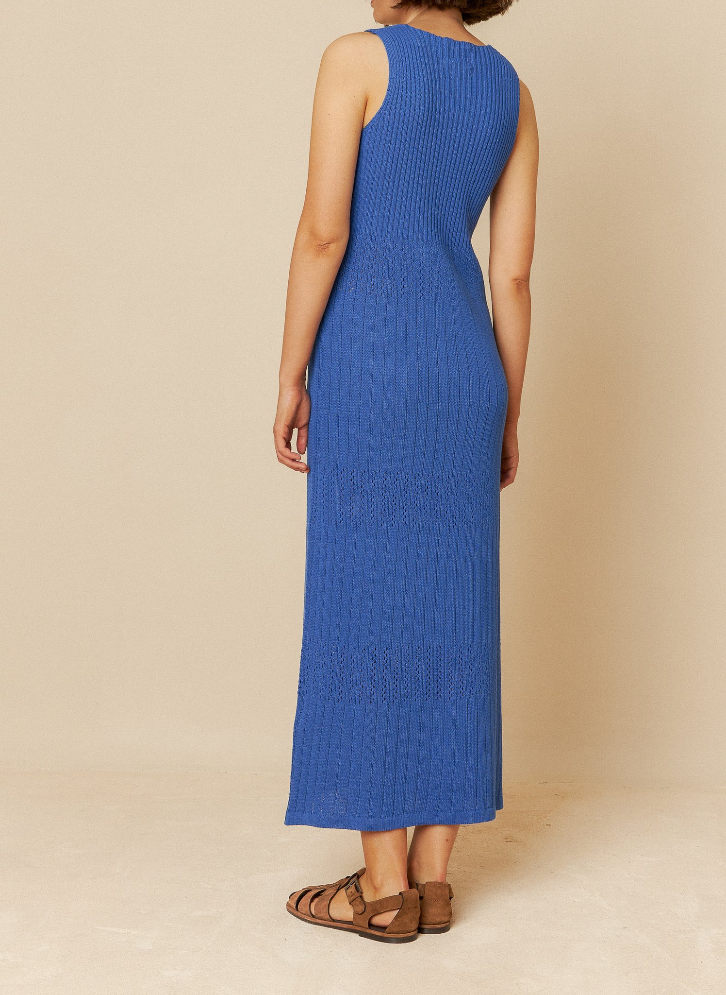 Long sleeveless cotton blend dress INDI & COLD Blue