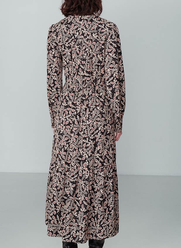 Robe longue décolleté V imprimée GRACE ET MILA Noir