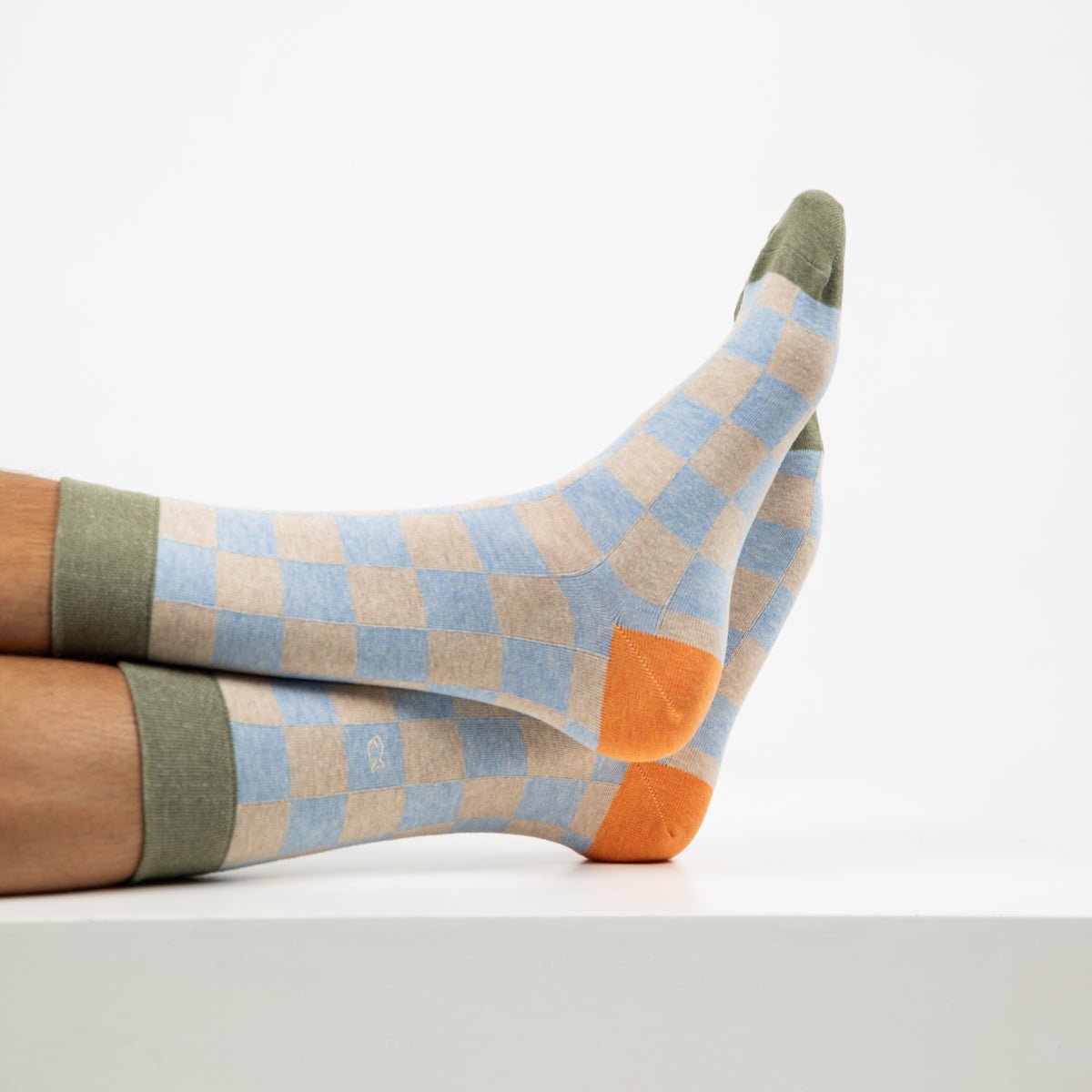 Chaussettes en coton peigné carreaux BILLYBELT Bleu