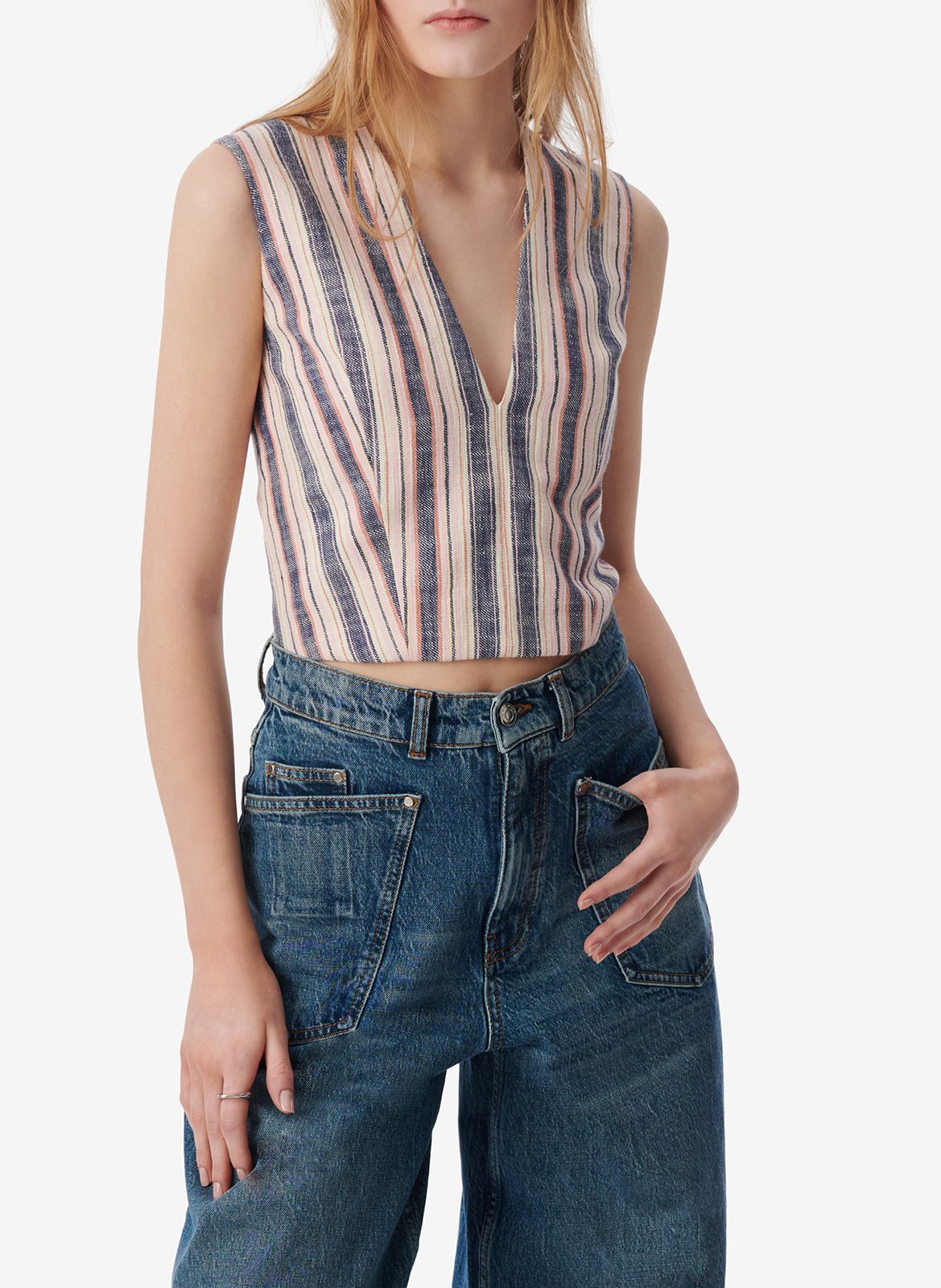 Fitted V-neck cotton top IRO Multicolored