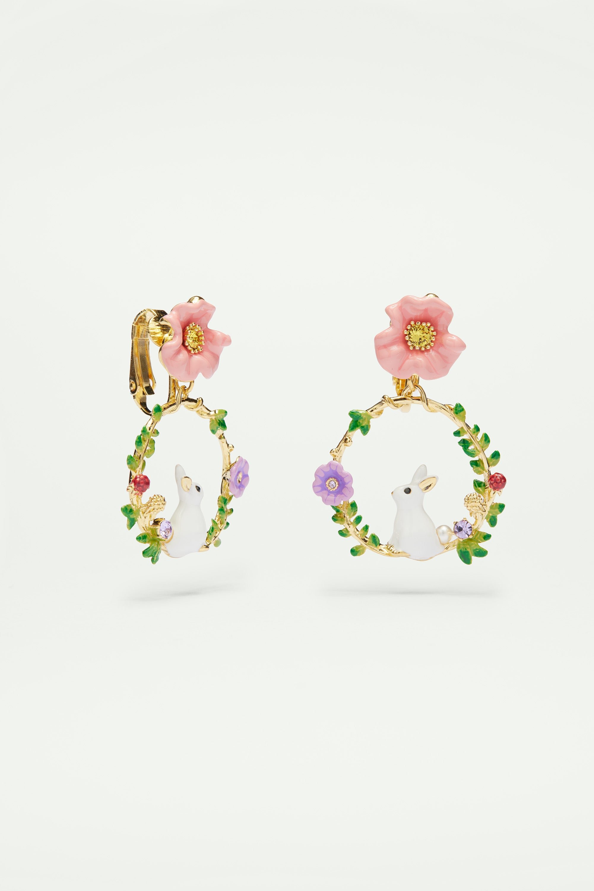 Créoles lapin sur branche fleurie LES NEREIDES Multicolore