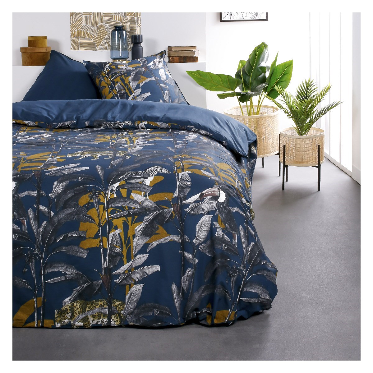 Jungle print cotton bedding set TODAY LINGE DE MAISON Blue